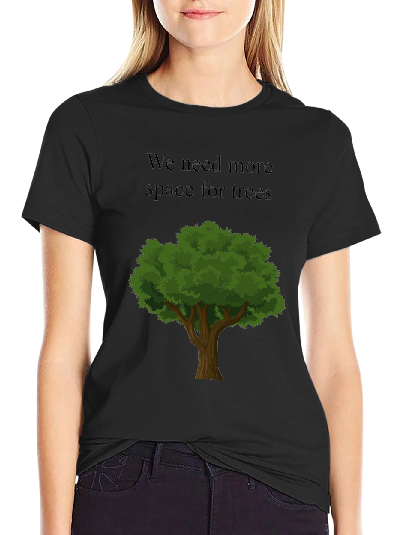 Eco-Friendly Tree Graphic Black T-Shirt
