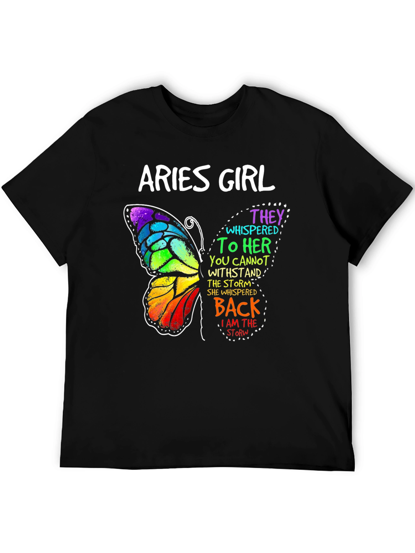 Aries Girl Butterfly Graphic Tee - Zodiac Womens T-Shirt