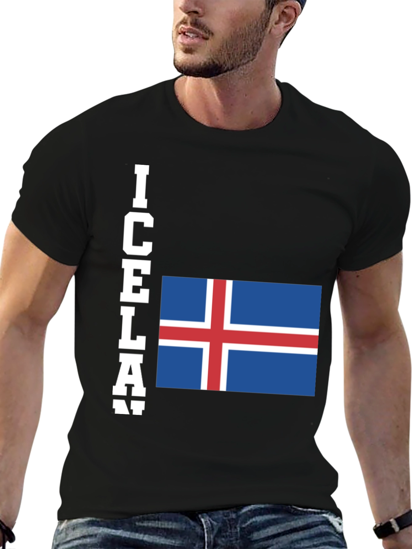 Iceland Flag T-Shirt - Black Graphic Tee