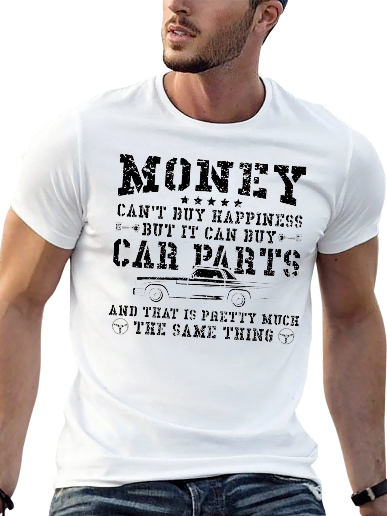 Money Cant Buy Happiness Car Parts T-Shirt
