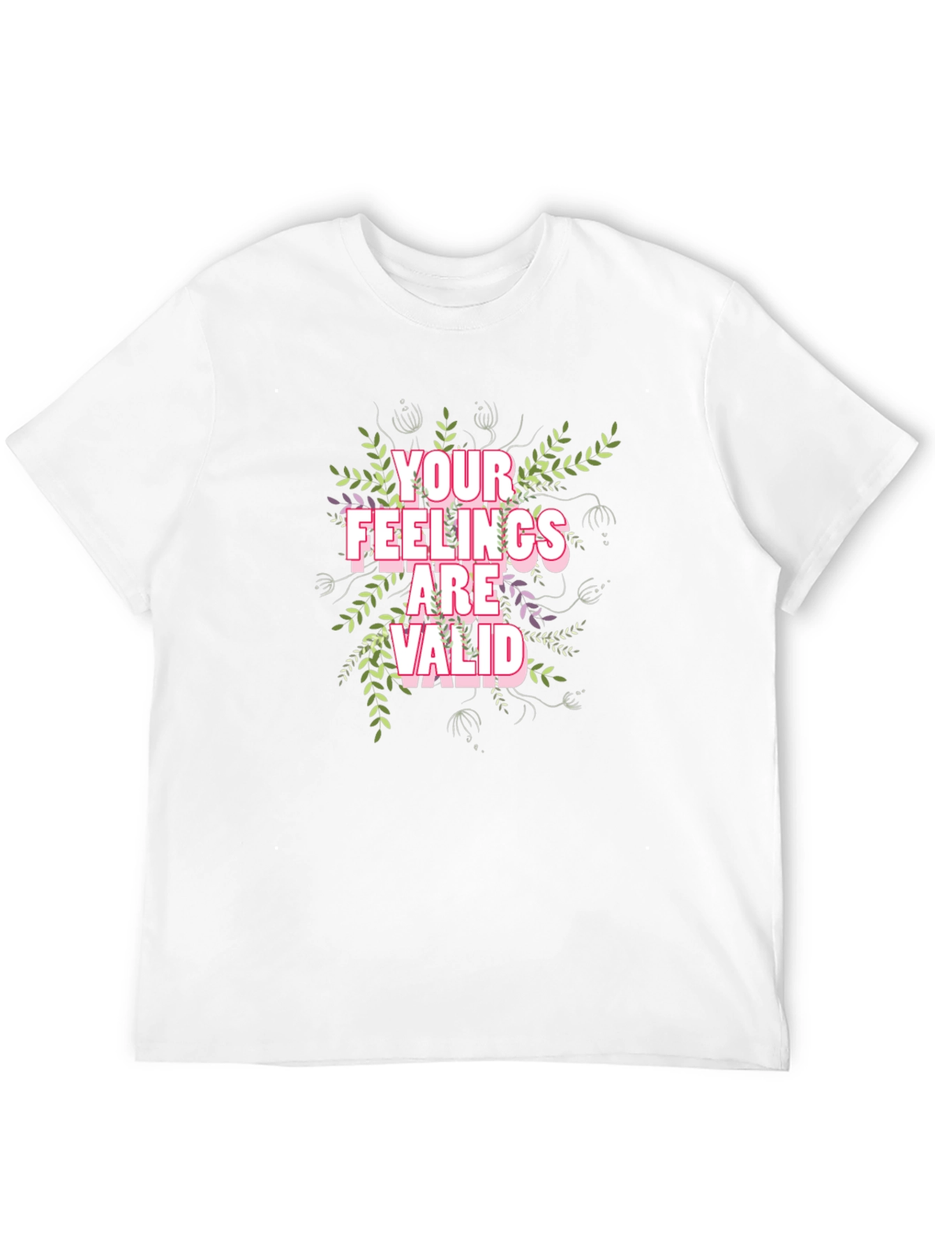 Floral Your Feelings Are Valid Black T-Shirt