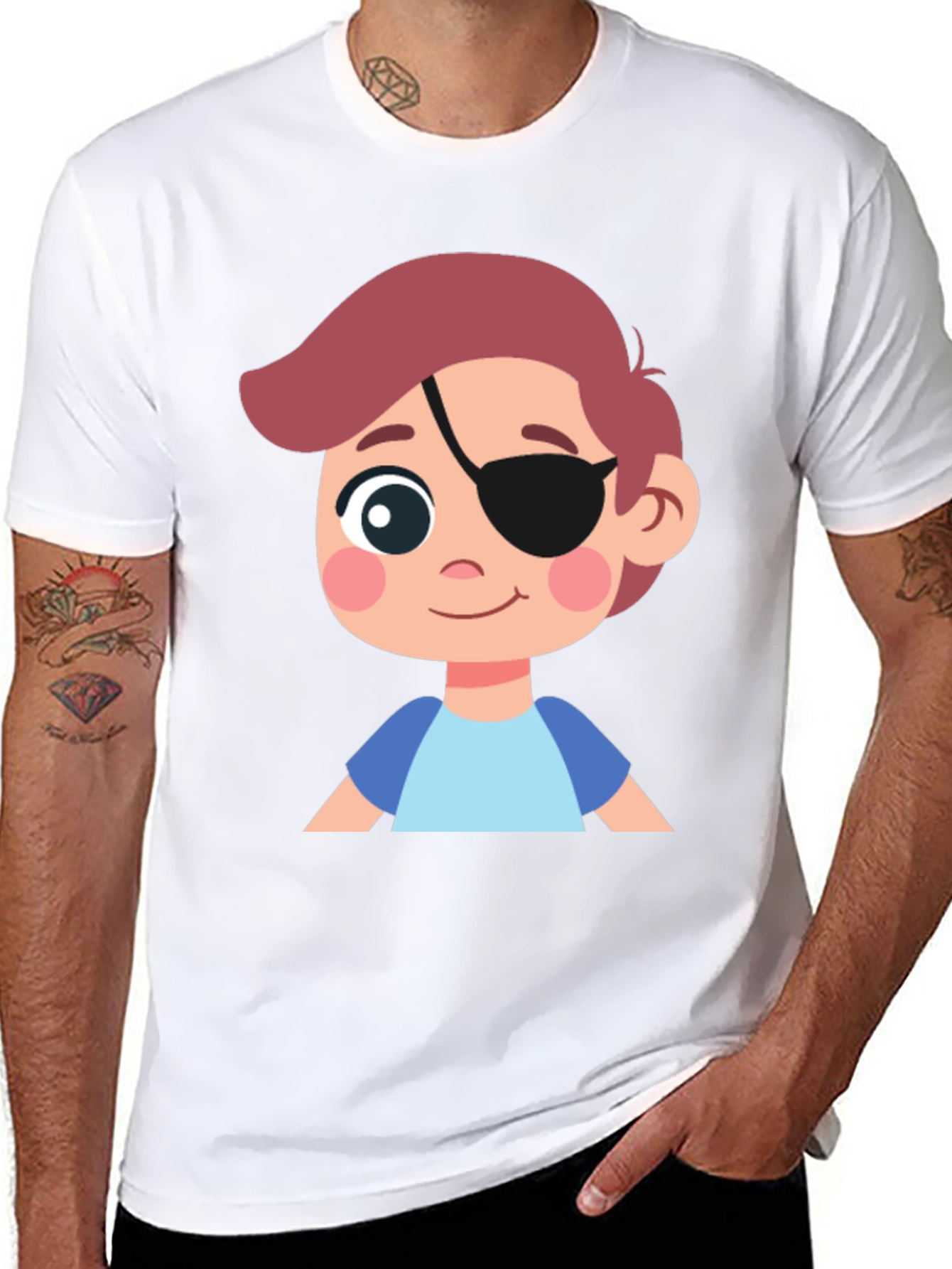 Boys Pirate Patch T-Shirt - Black Cotton Tee