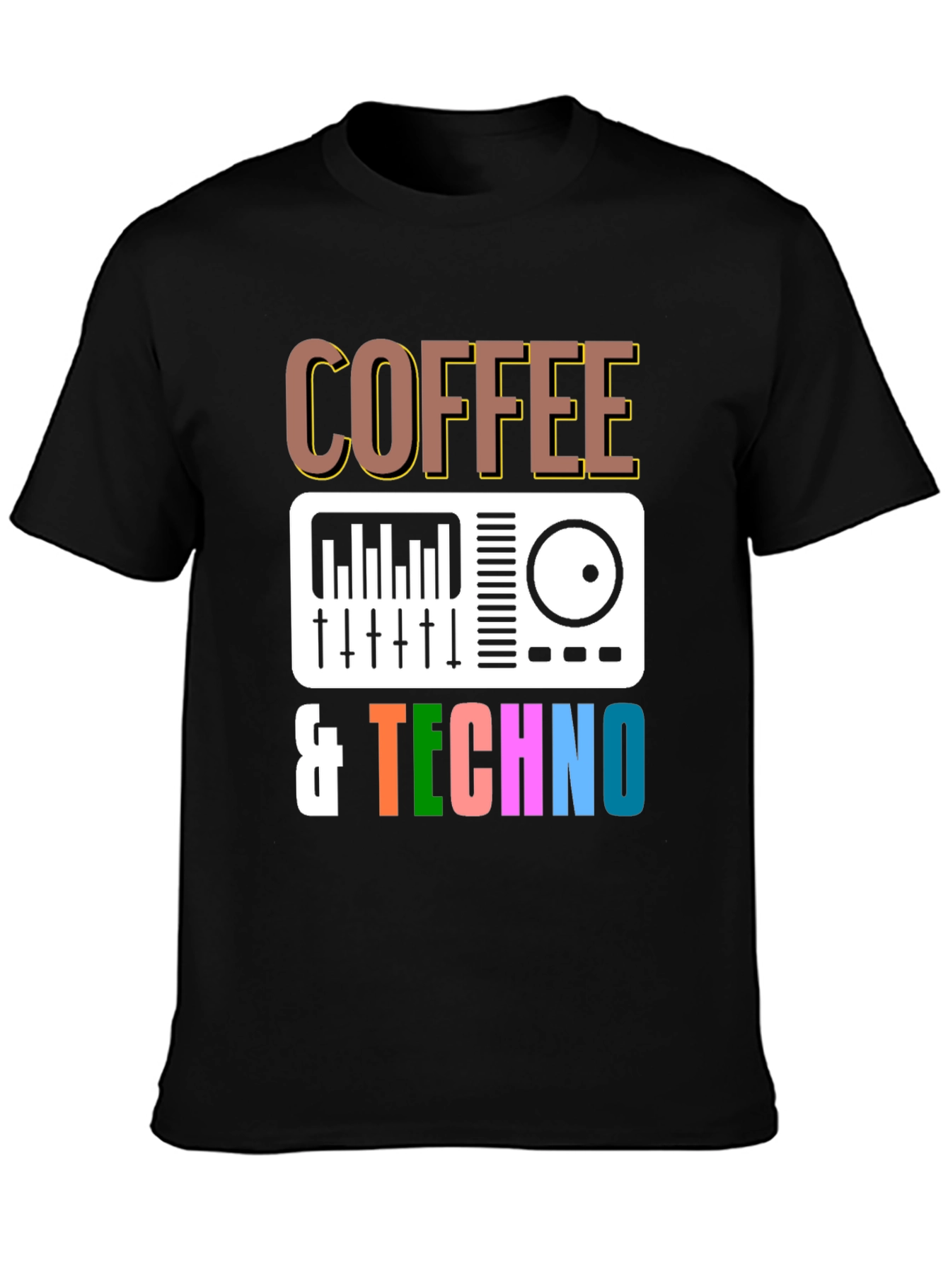 Coffee & Techno Graphic T-Shirt - DJ Mixer Design