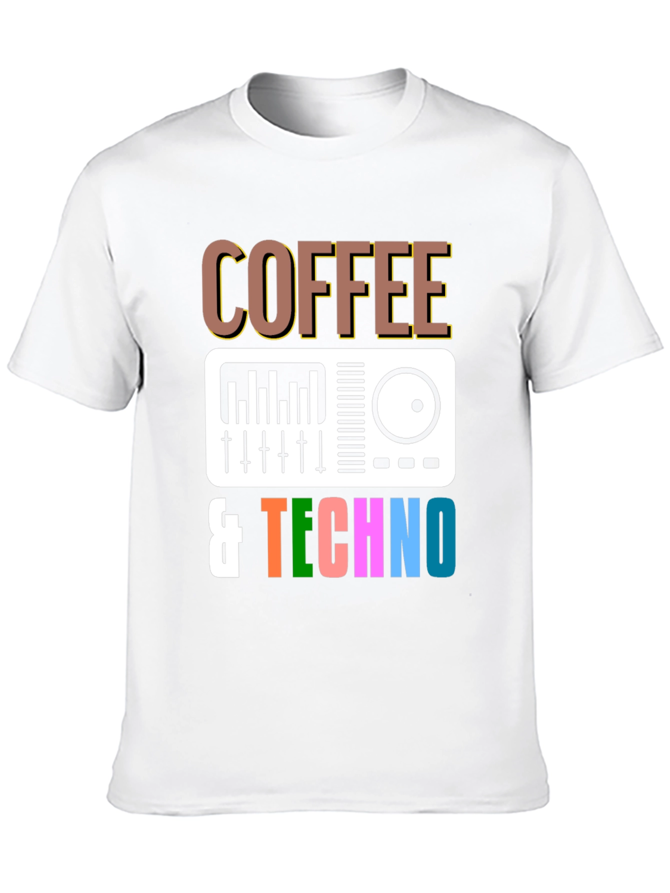 Coffee & Techno Graphic T-Shirt - DJ Mixer Design