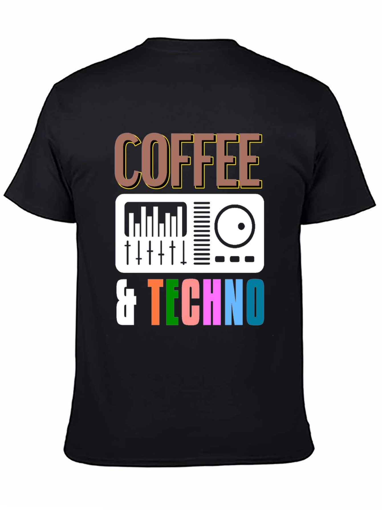 Coffee & Techno Graphic T-Shirt - DJ Mixer Design