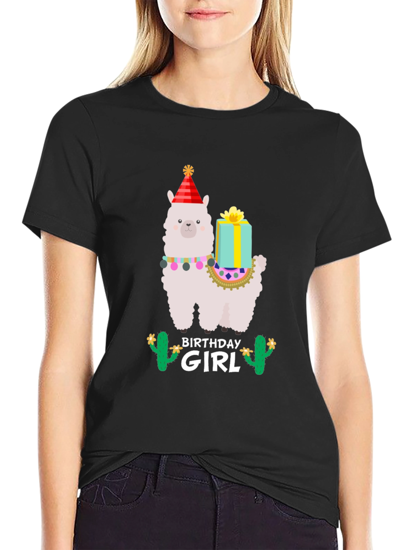 Birthday Girl Llama T-Shirt - Festive Celebration