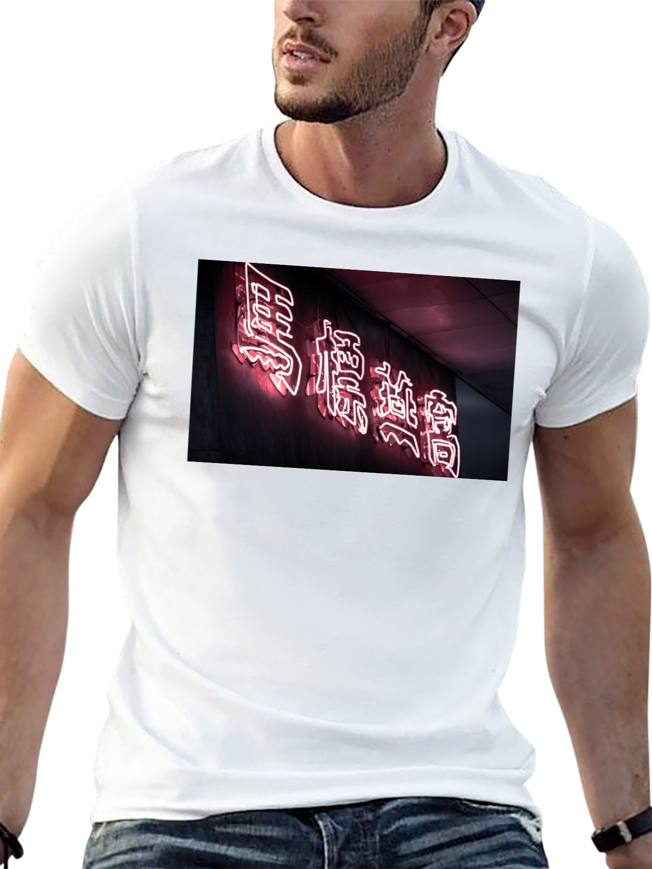 Neon Sign Graphic Tee - Black Cotton Comfort