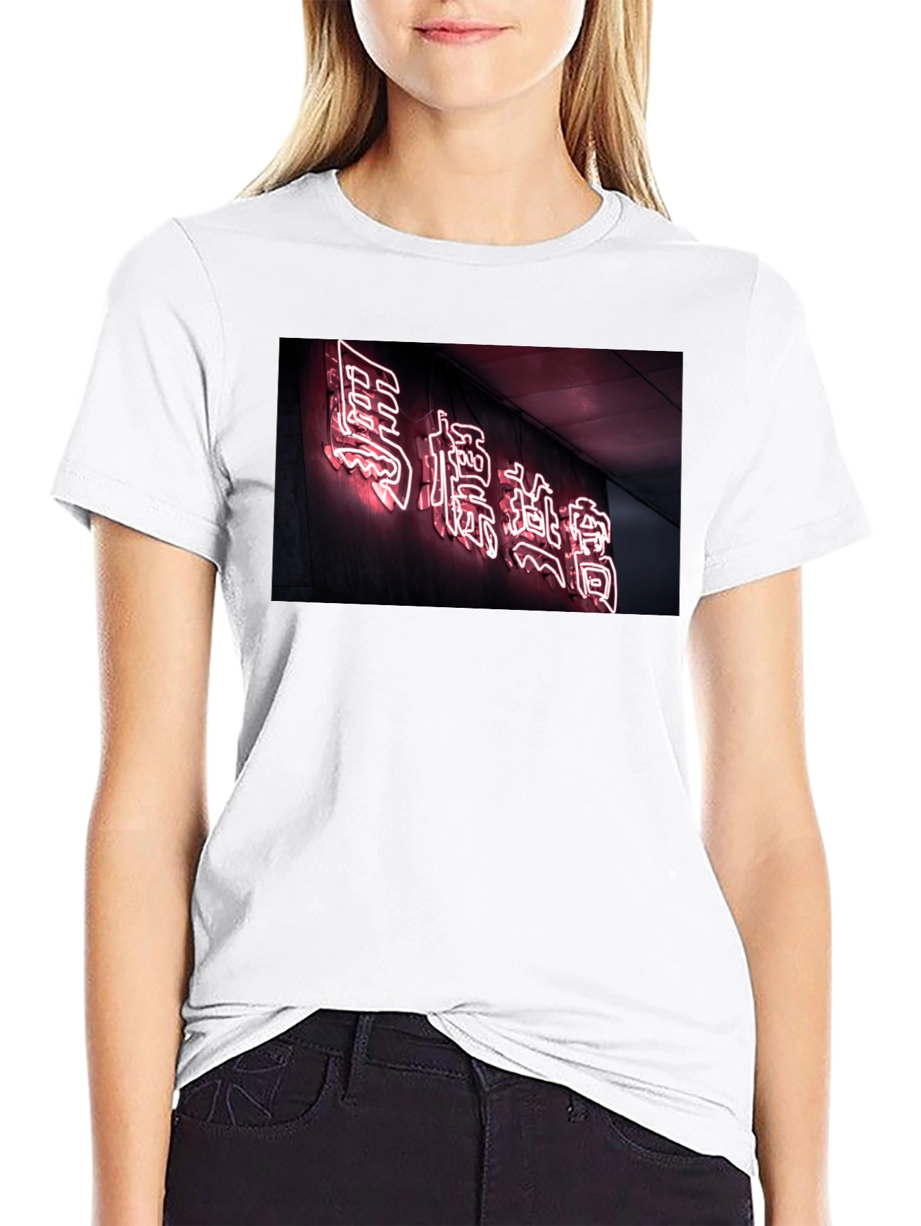 Neon Sign Graphic Tee - Black Cotton Comfort
