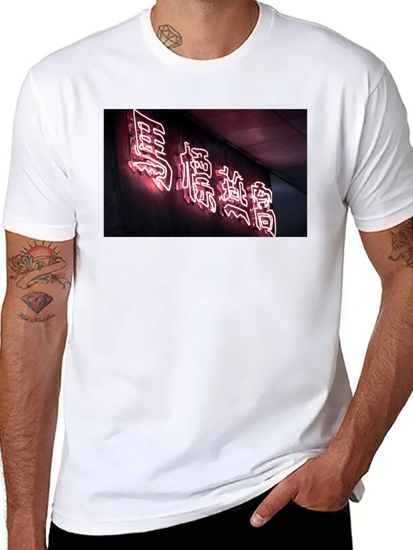 Neon Sign Graphic Tee - Black Cotton Comfort
