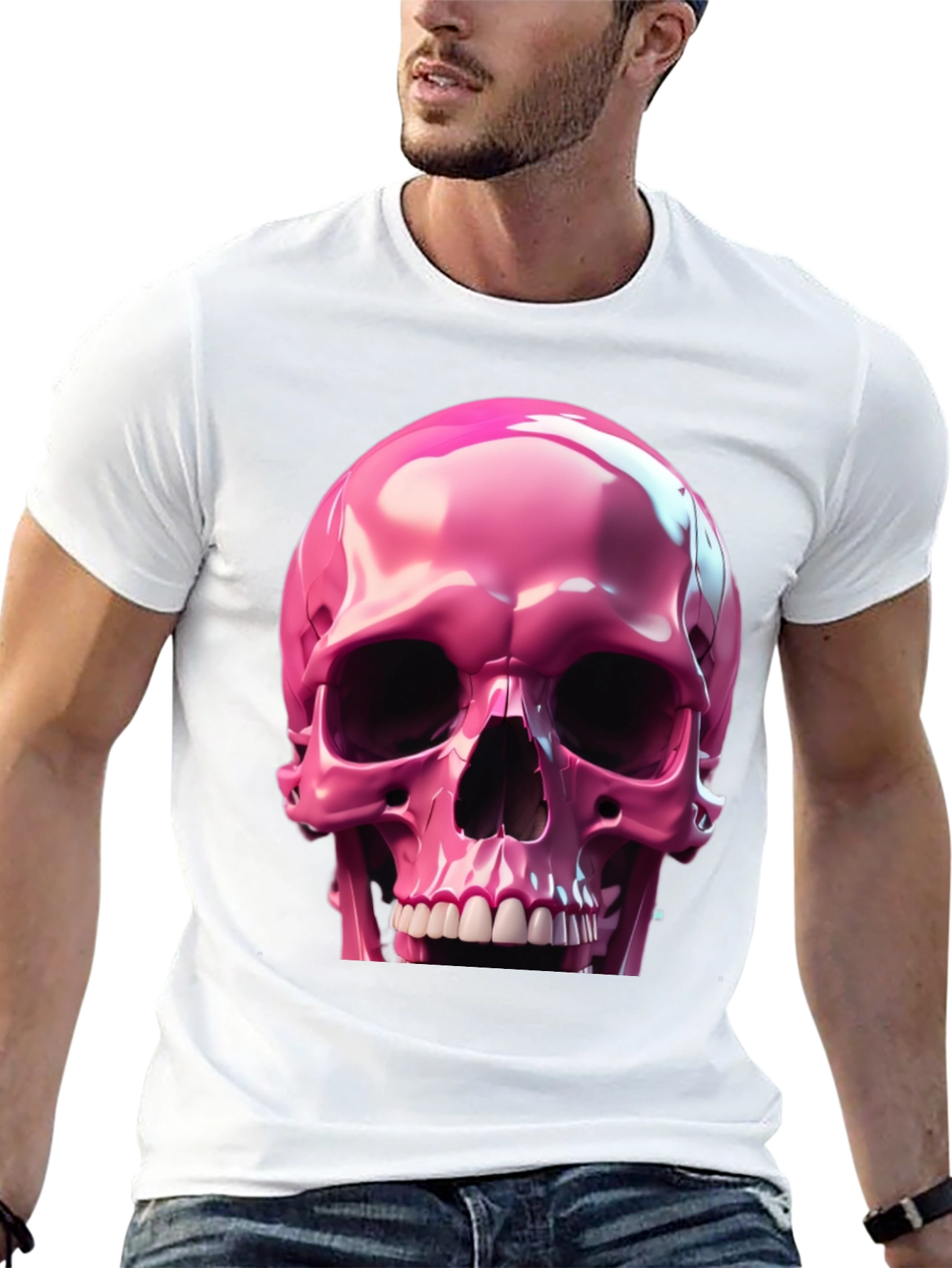 Pink Skull Graphic T-Shirt