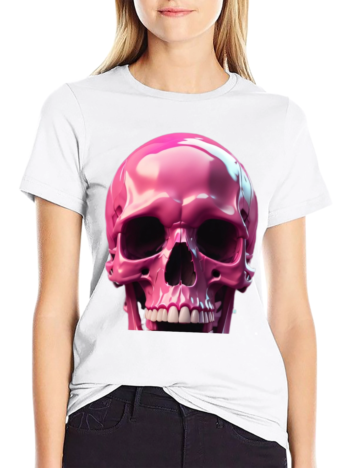 Pink Skull Graphic T-Shirt