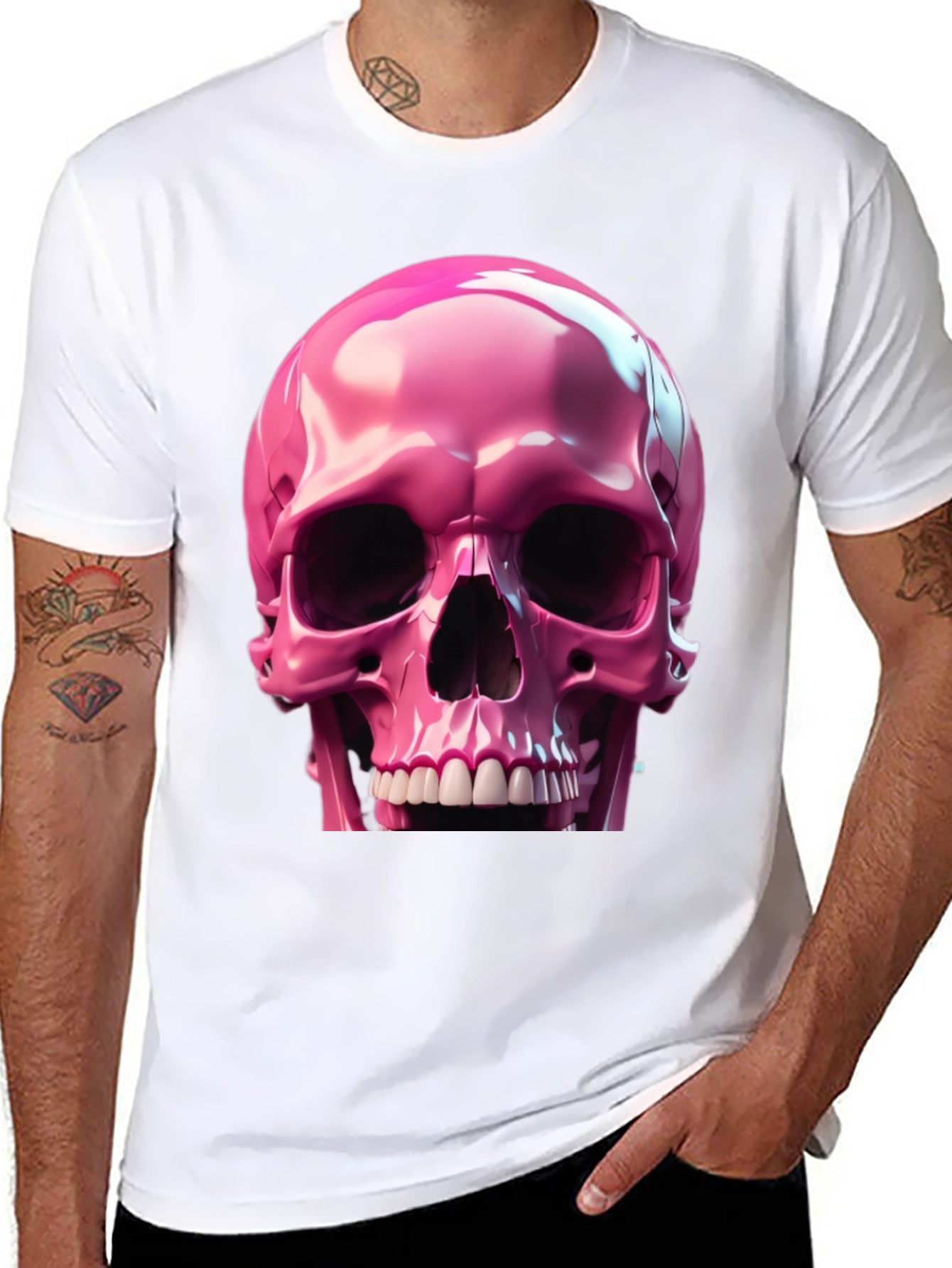Pink Skull Graphic T-Shirt