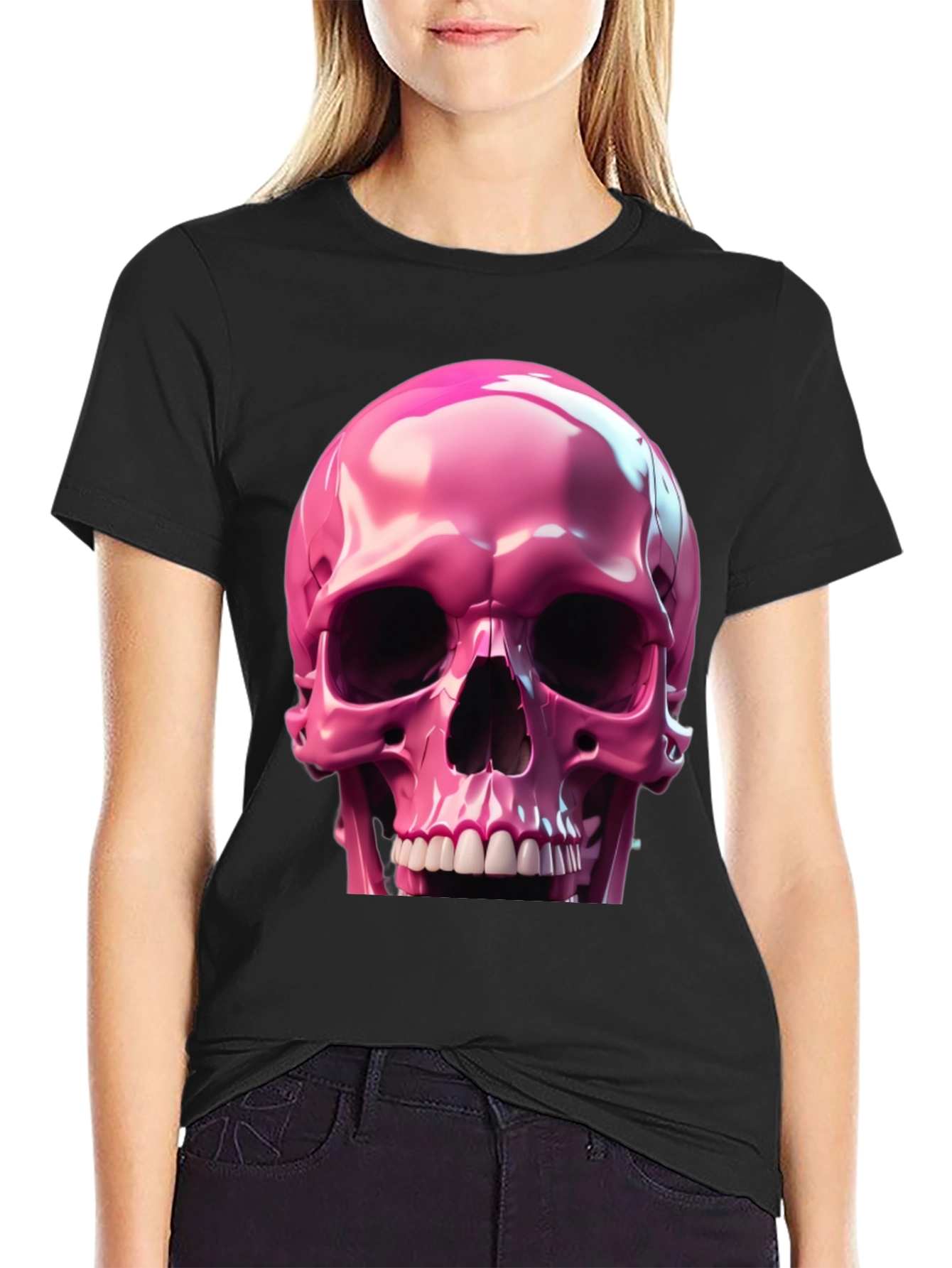 Pink Skull Graphic T-Shirt