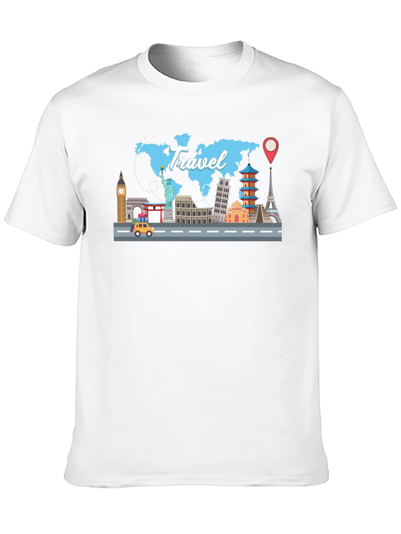 Travel Landmarks Graphic Black T-Shirt