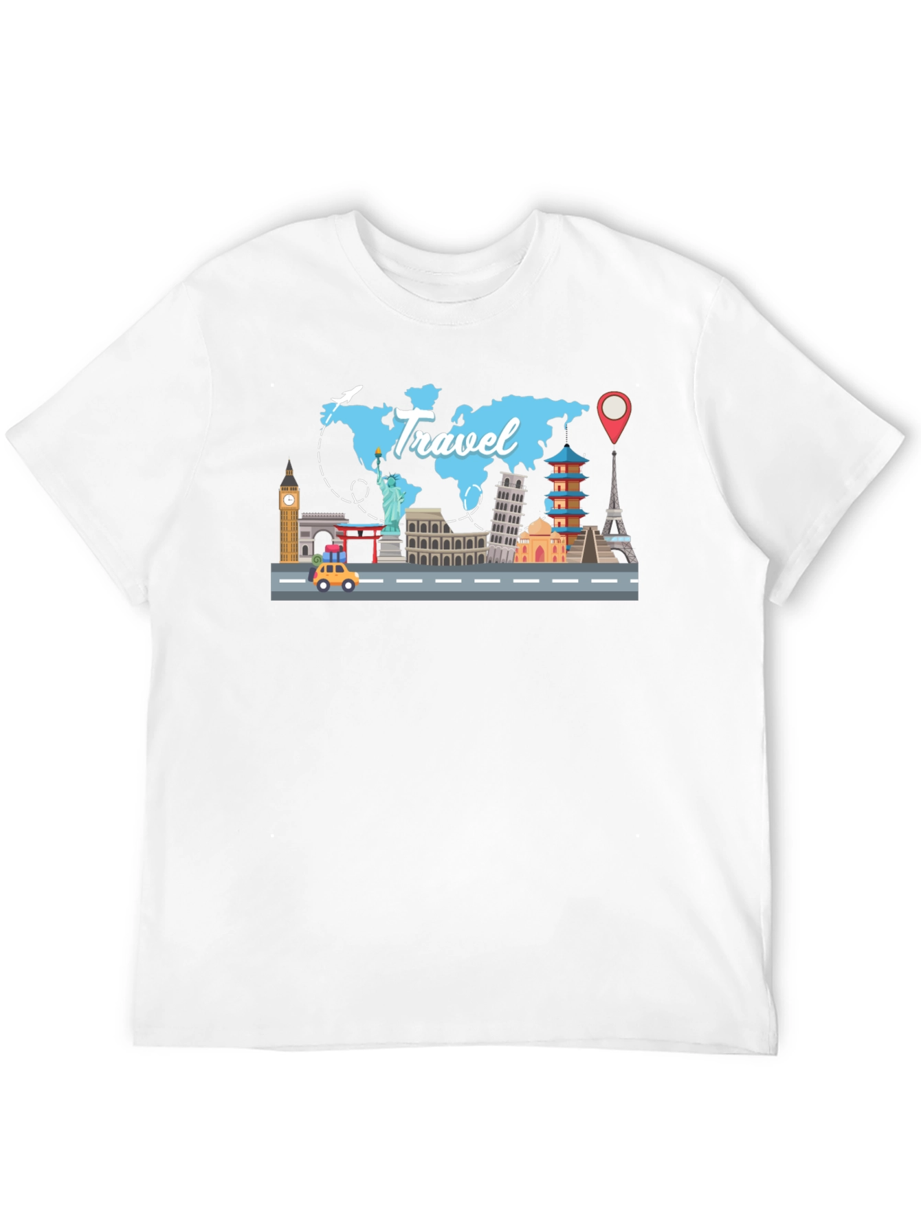 Travel Landmarks Graphic Black T-Shirt