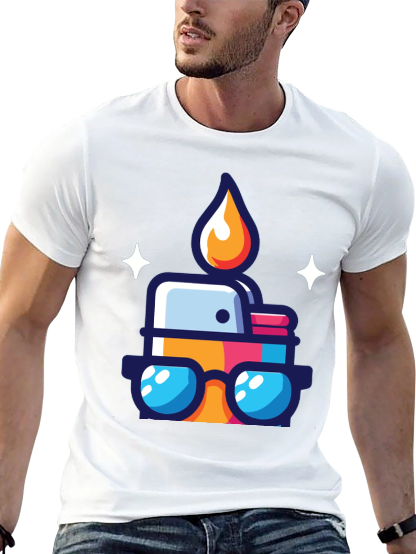 Cool Cartoon Lighter Graphic Tee - Black