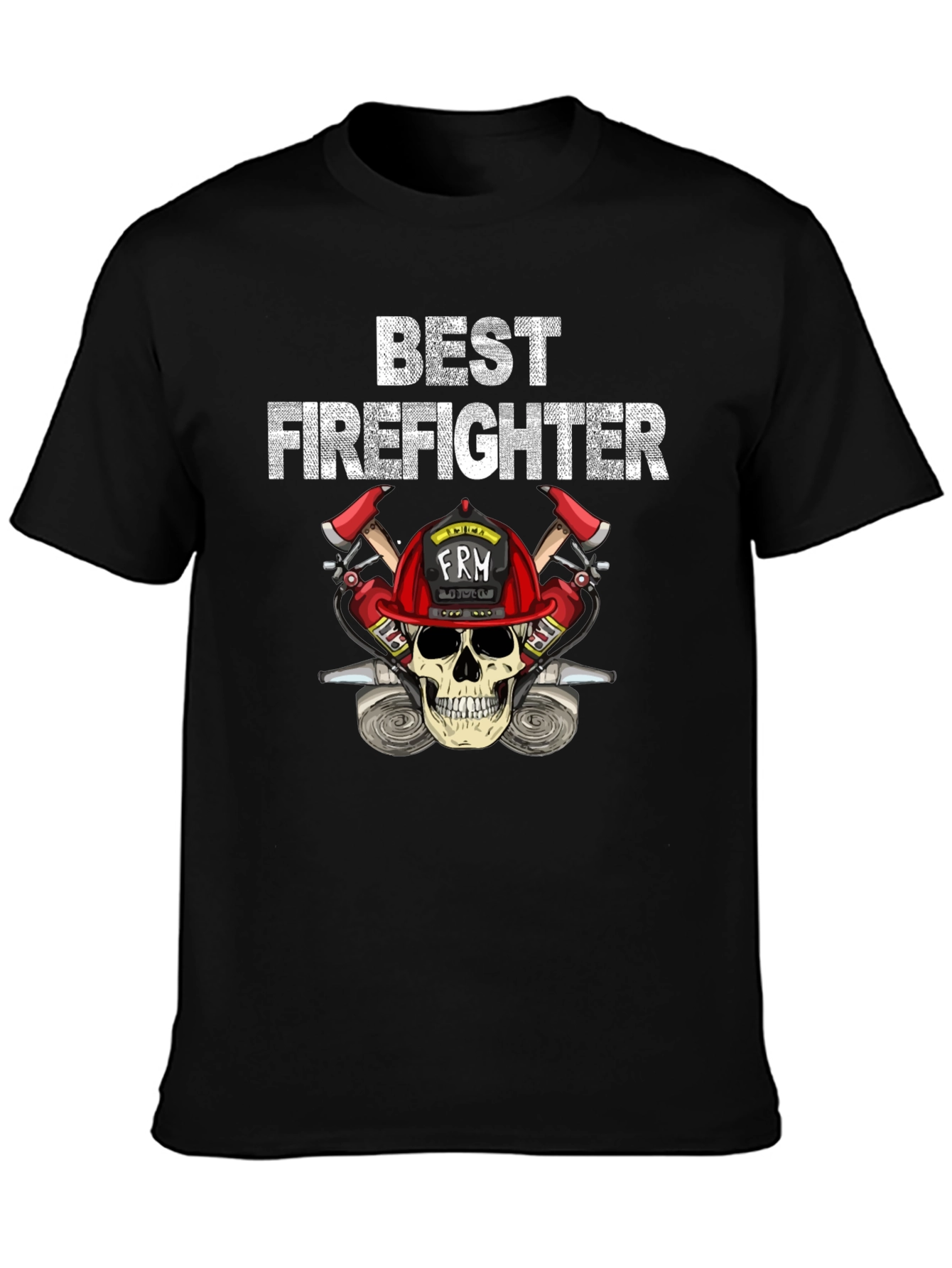 Best Firefighter Skull Graphic T-Shirt