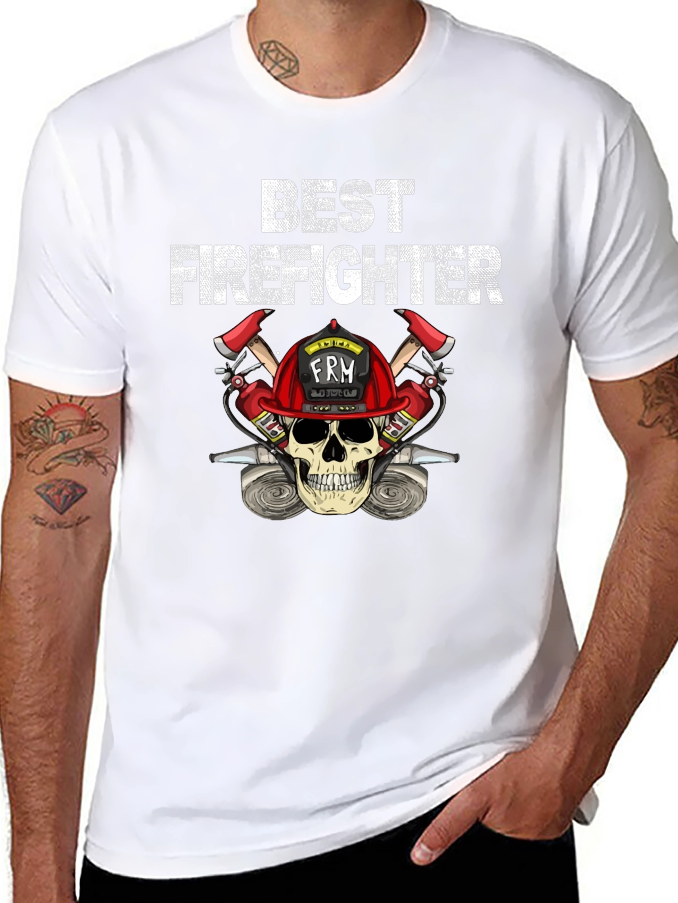 Best Firefighter Skull Graphic T-Shirt