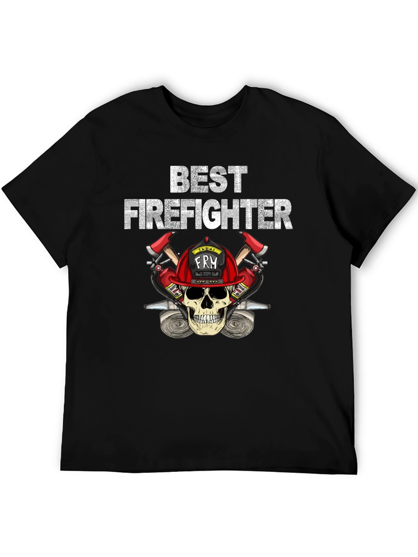 Best Firefighter Skull Graphic T-Shirt
