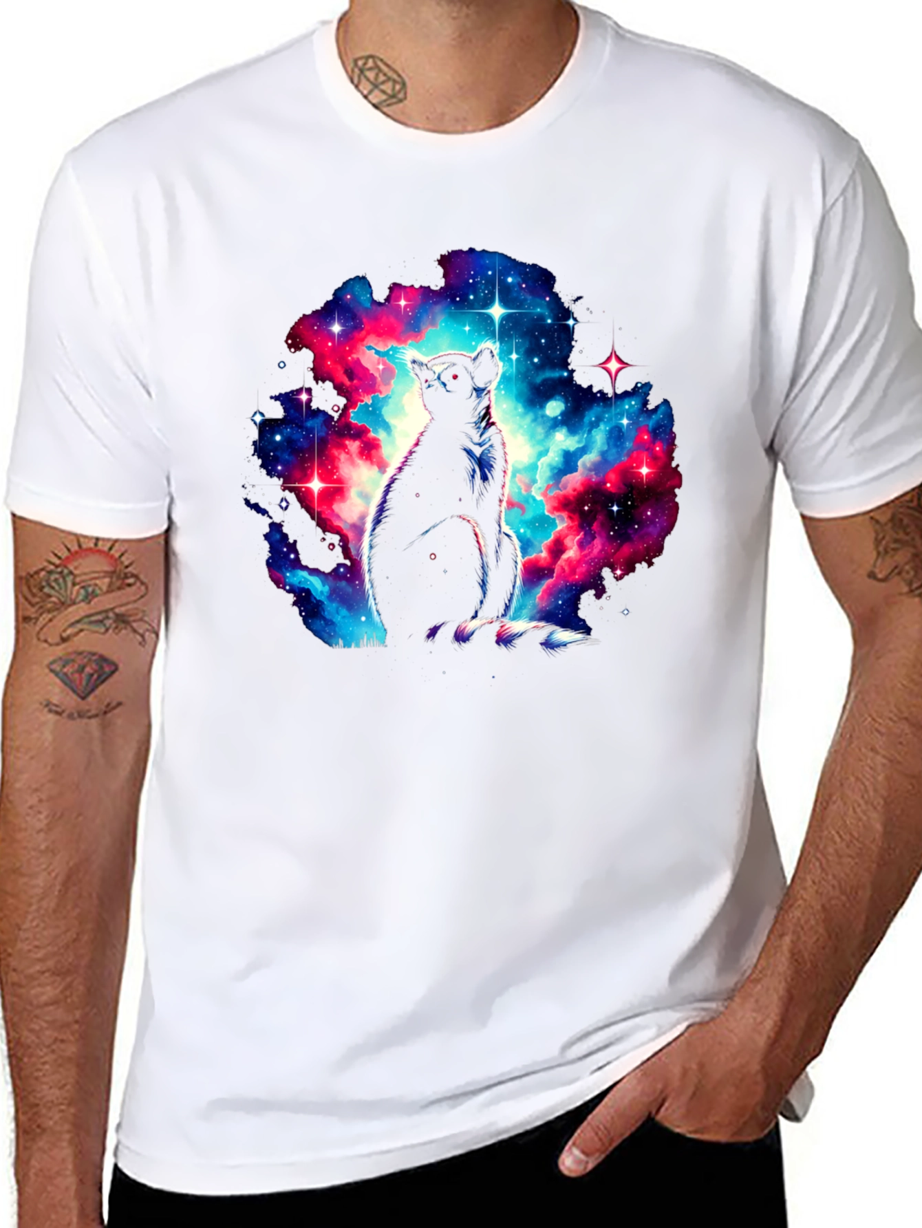 Galaxy Lemur Graphic T-Shirt - Mens Black Tee