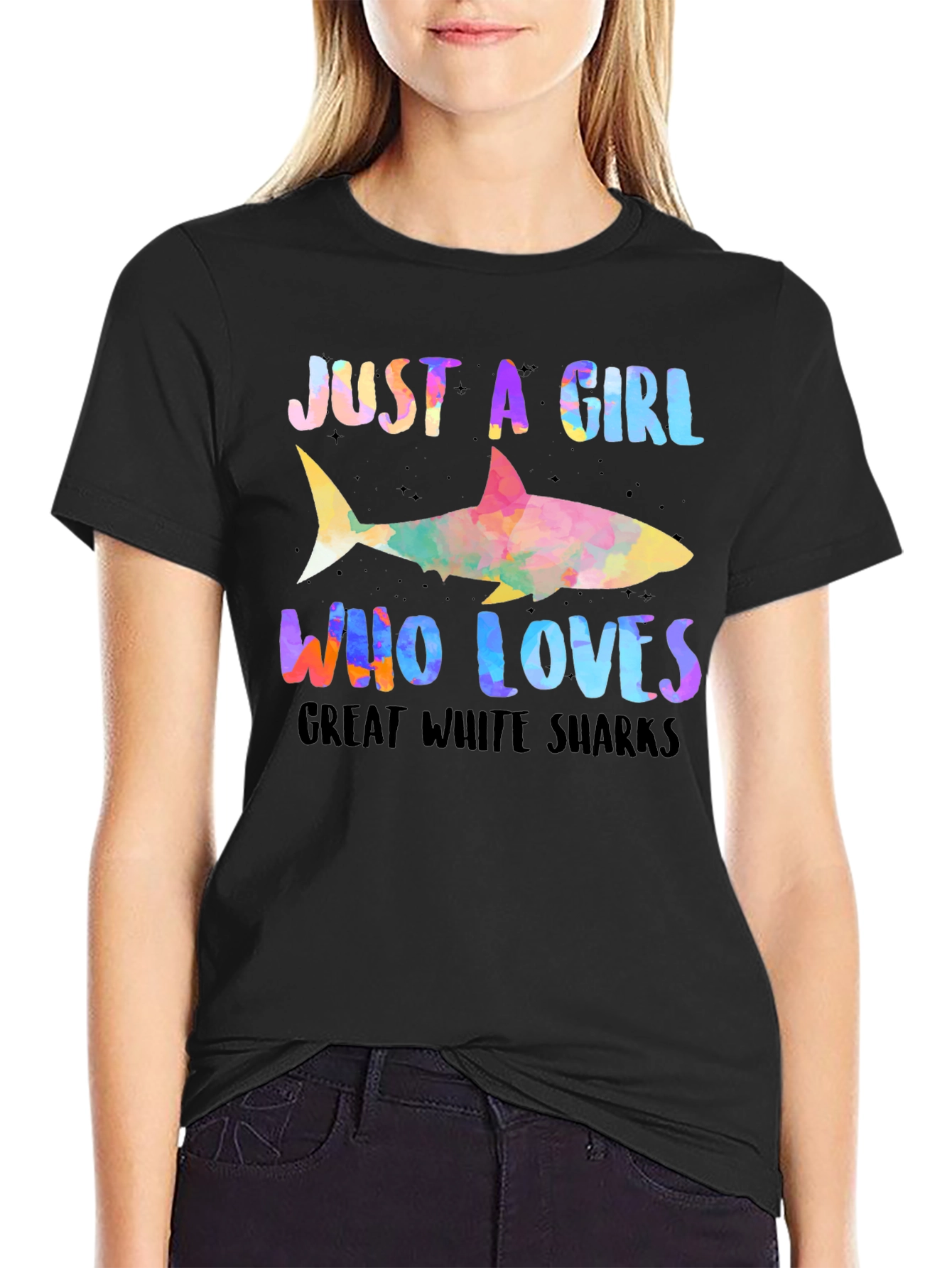 Girl Who Loves Sharks Graphic Tee