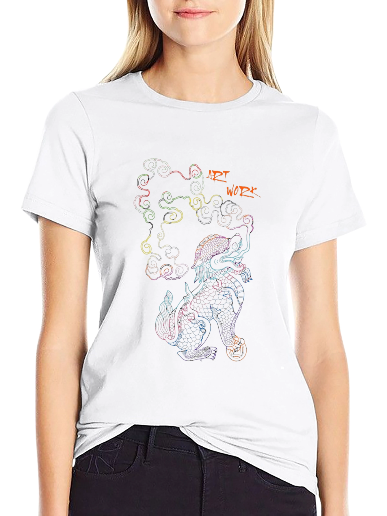Art Work Dragon Graphic Black T-Shirt