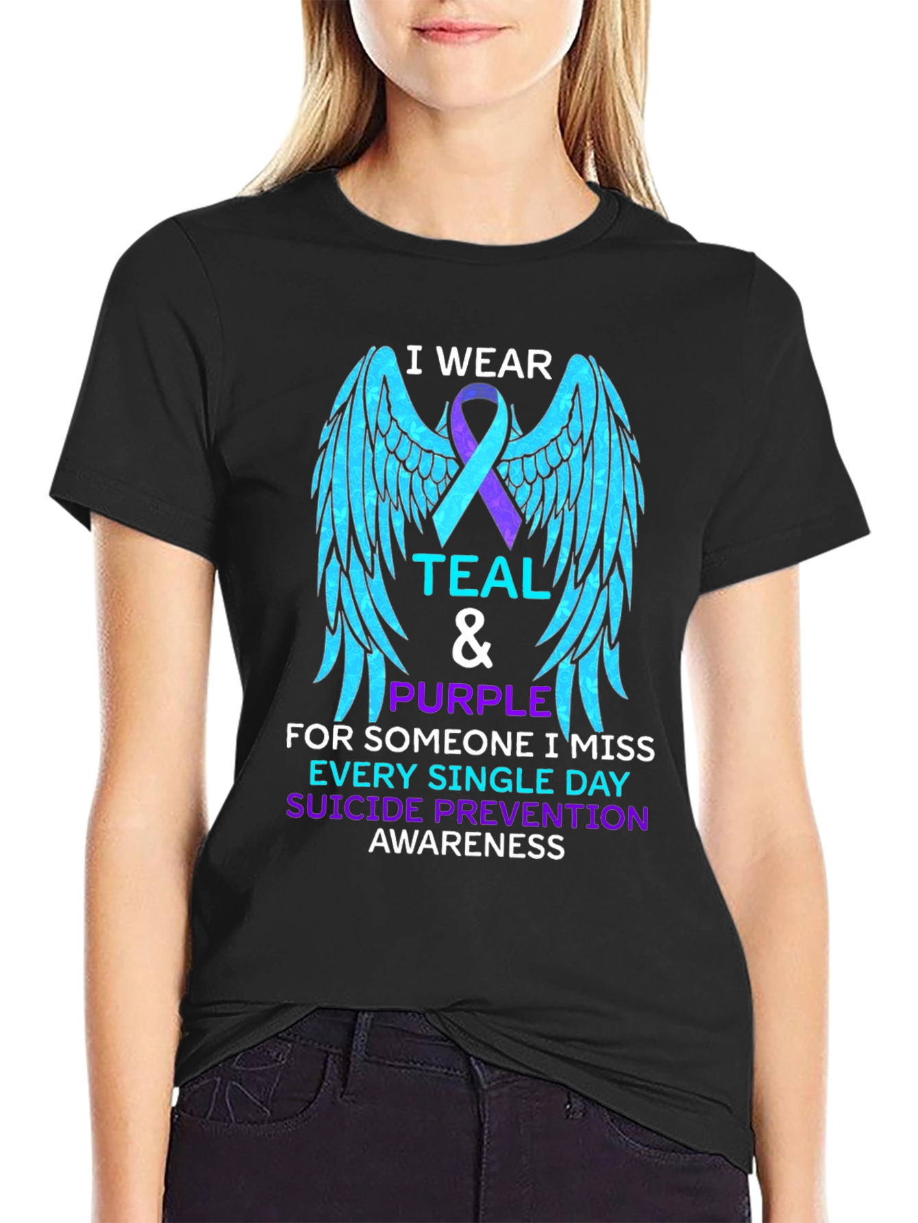 Suicide Prevention Awareness T-Shirt - Teal & Purple