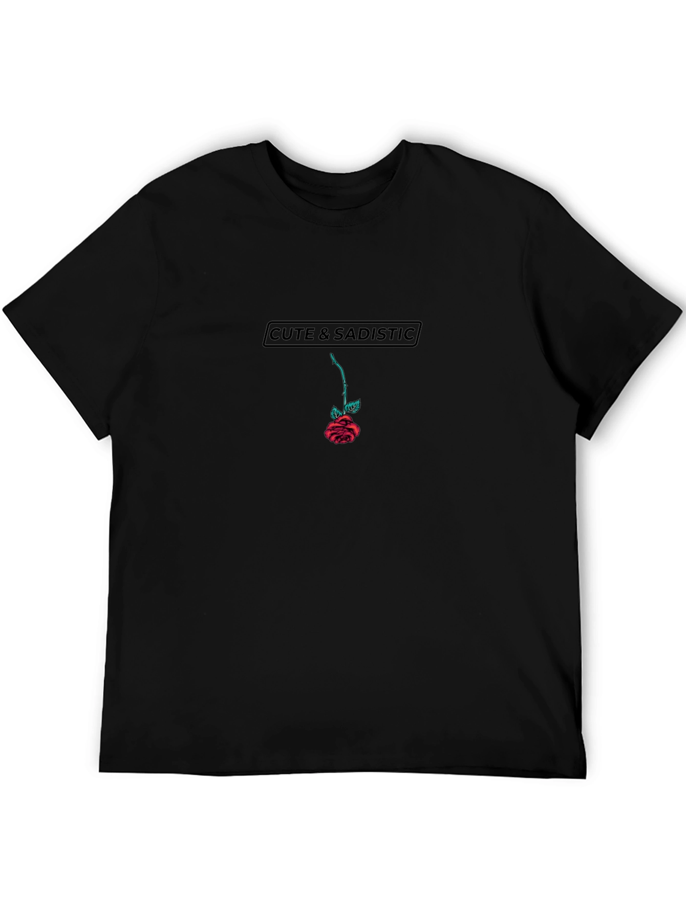 Cute & Sadistic Rose Graphic Black T-Shirt