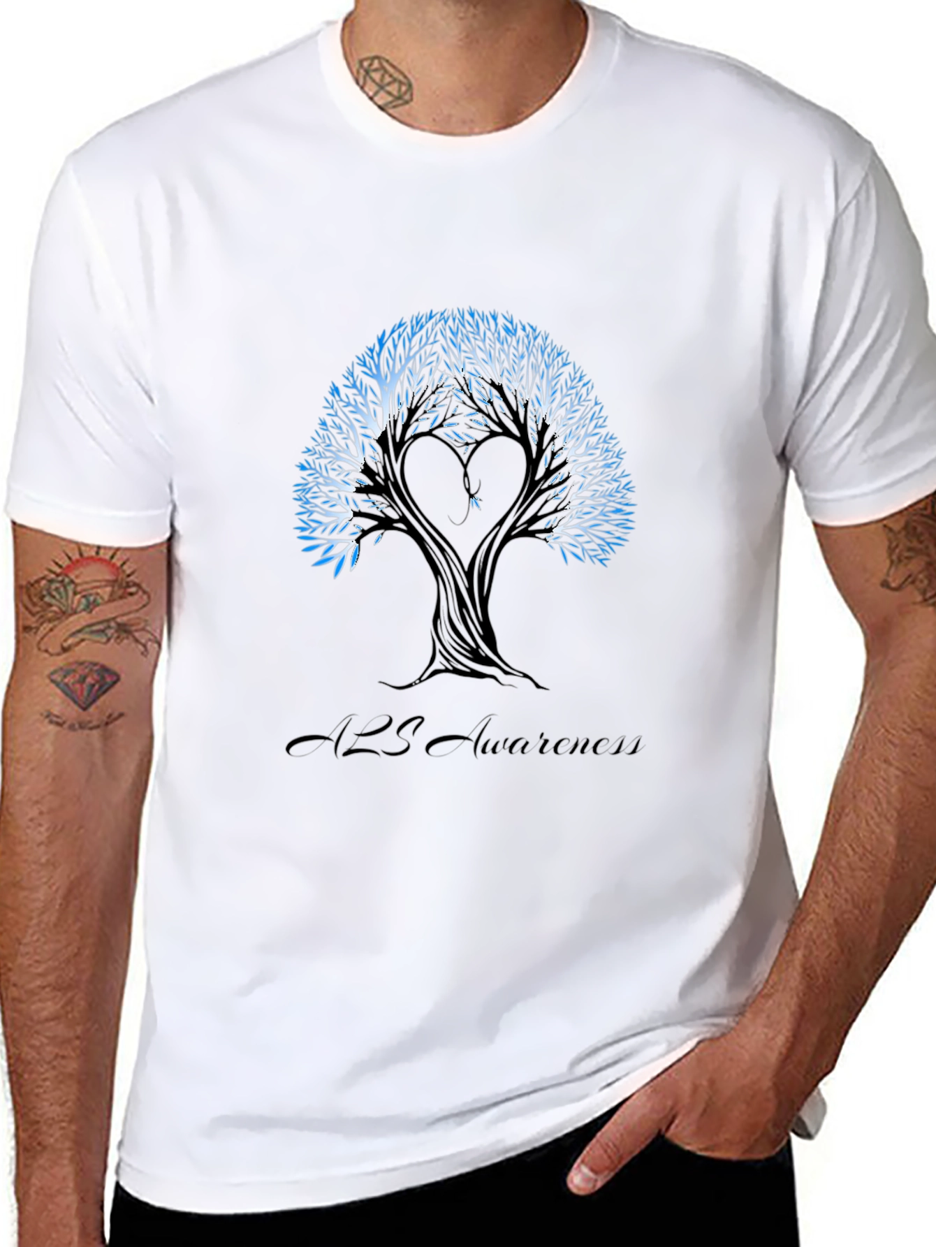 ALS Awareness Tree T-Shirt - Unisex Black Tee