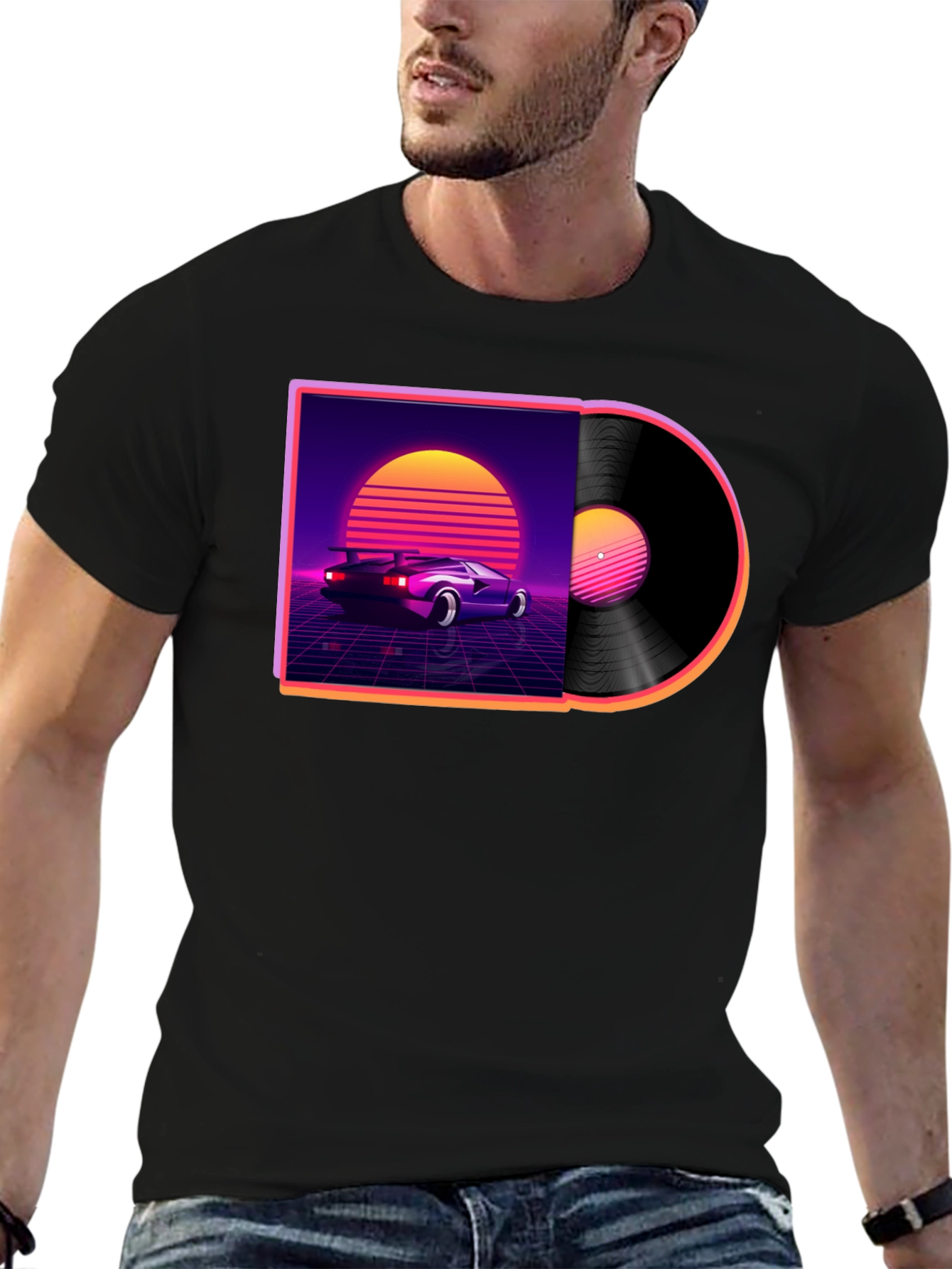 Retro Wave Vinyl T-Shirt - Classic Car Design