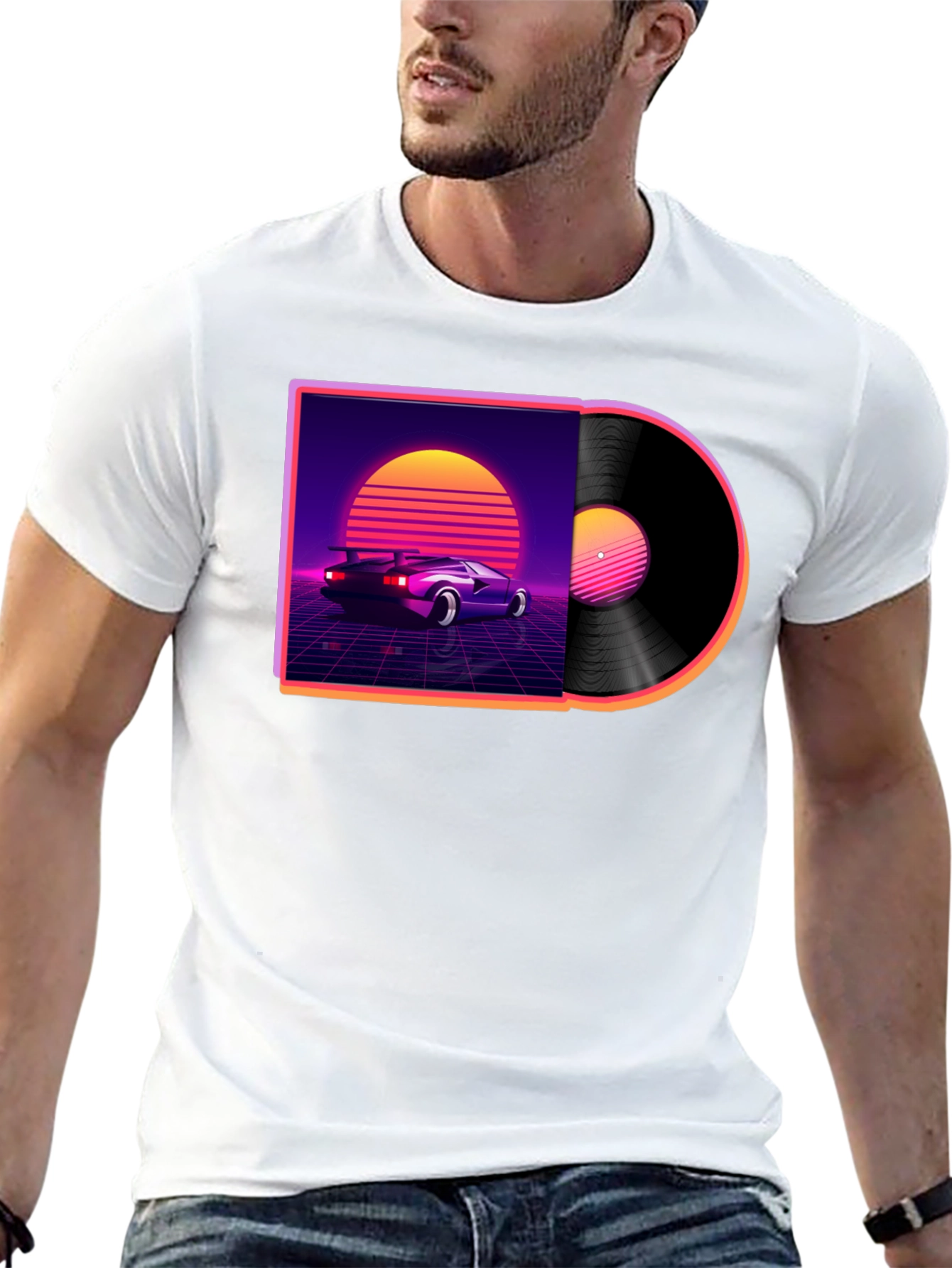 Retro Wave Vinyl T-Shirt - Classic Car Design