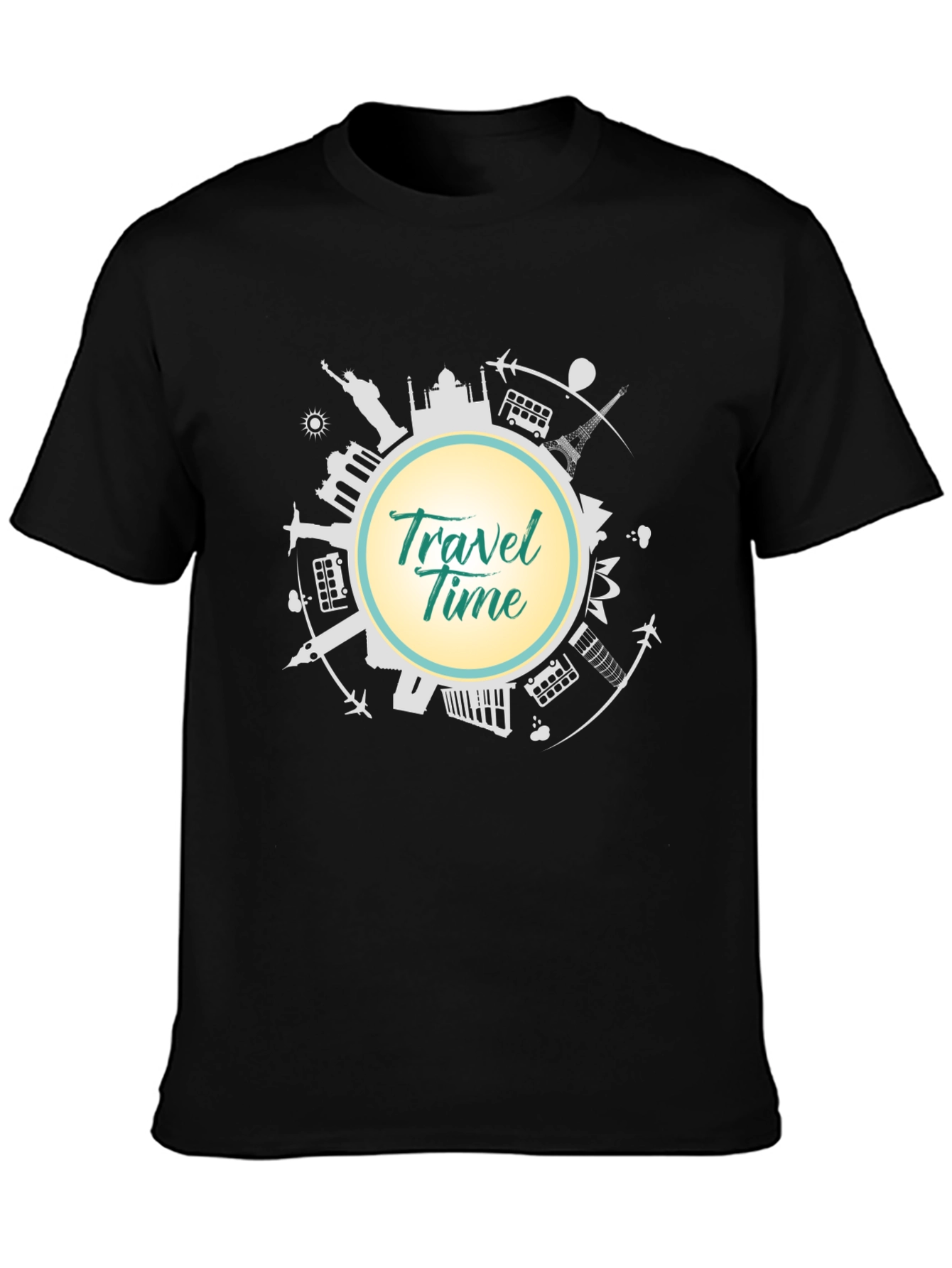 Travel Time T-Shirt - Black Graphic Tee