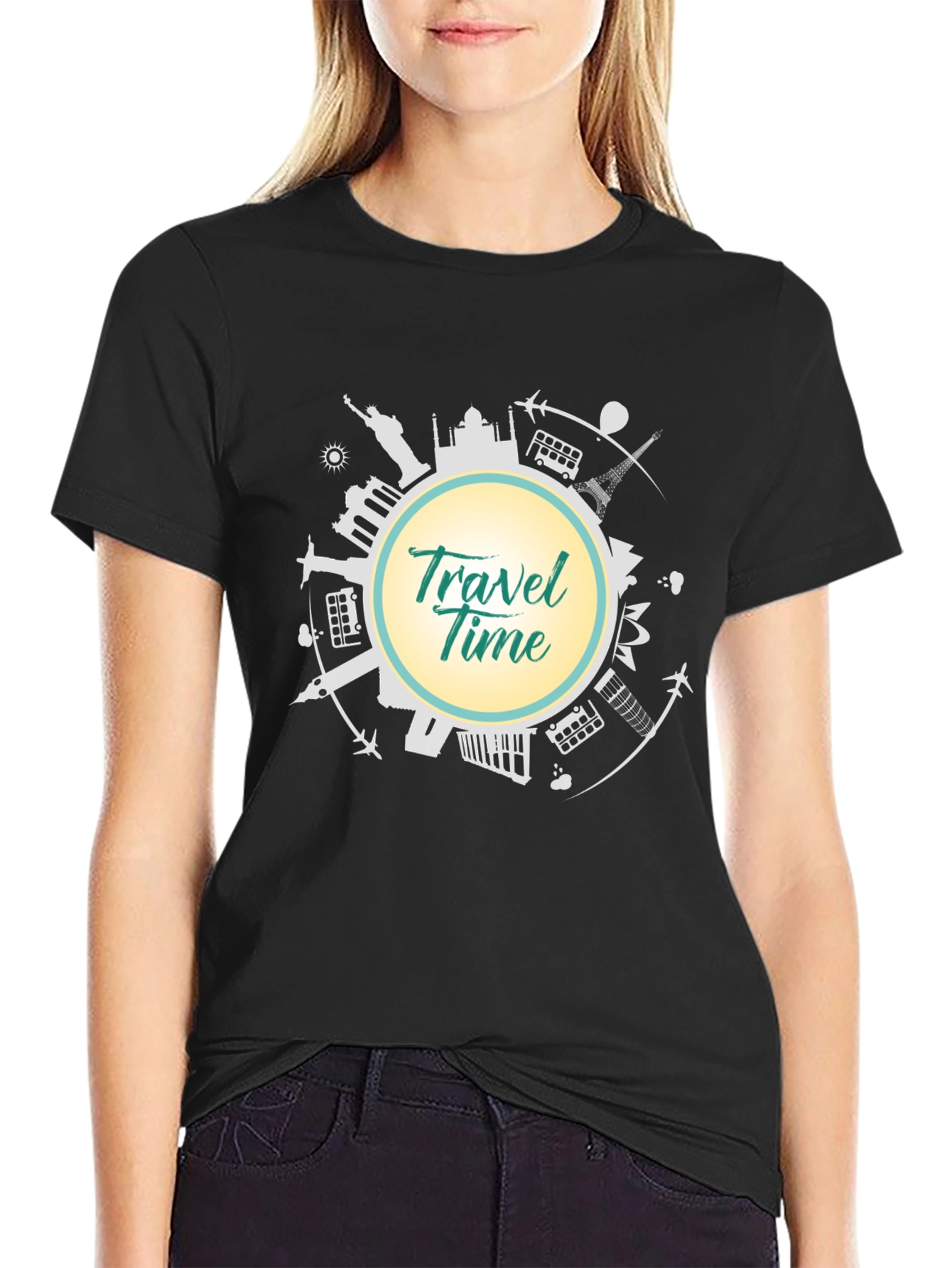 Travel Time T-Shirt - Black Graphic Tee