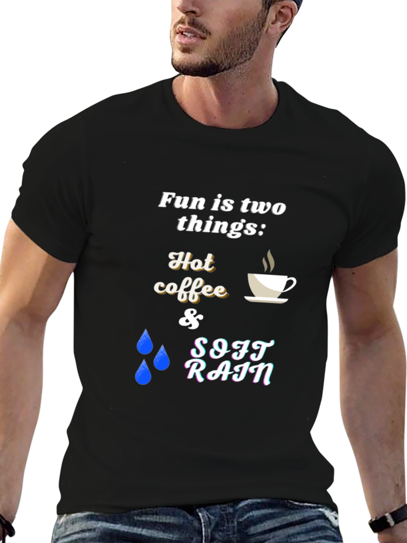 Fun Things T-Shirt: Hot Coffee & Soft Rain