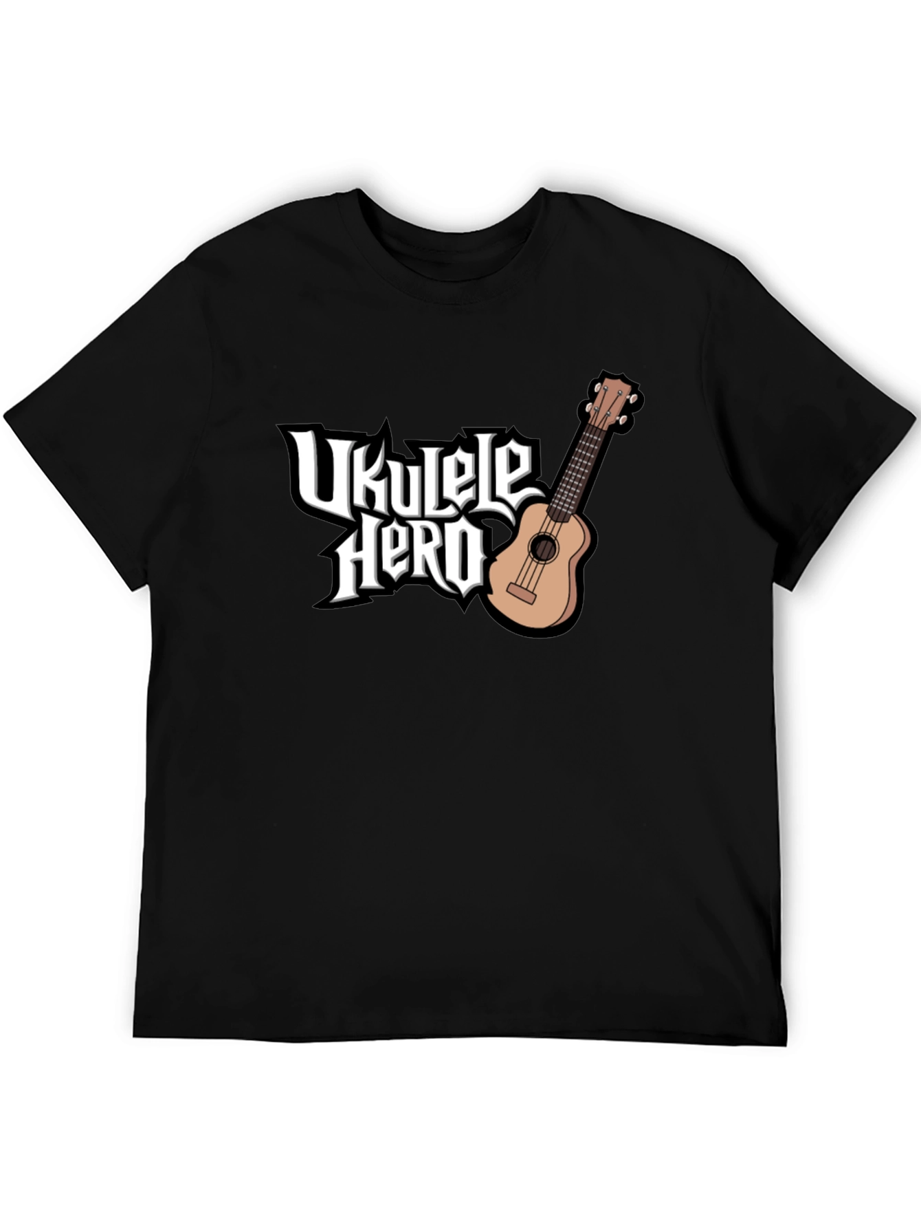 Ukulele Hero Black T-Shirt - Music Lover Tee