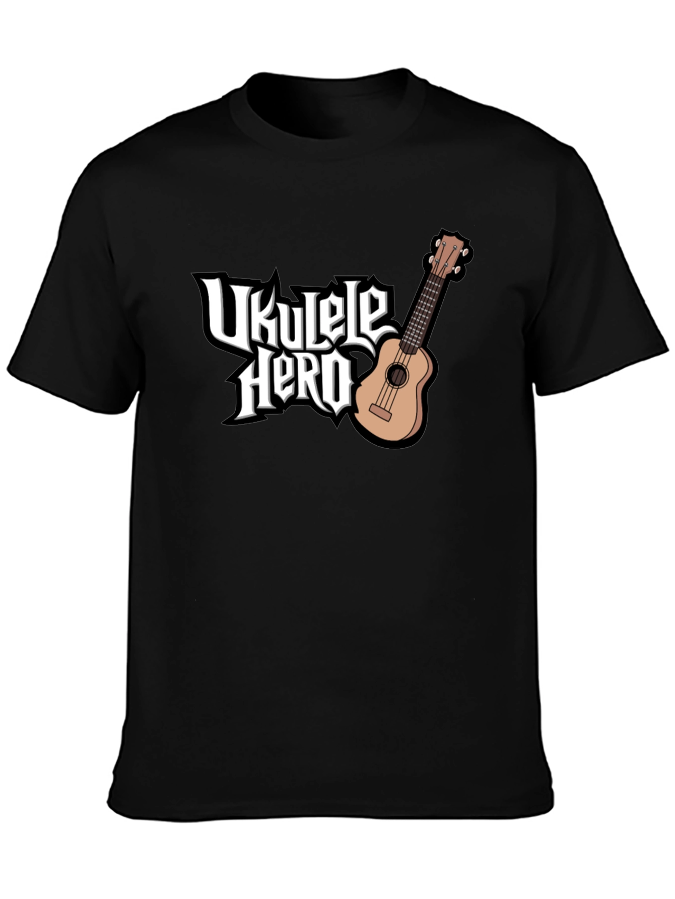 Ukulele Hero Black T-Shirt - Music Lover Tee