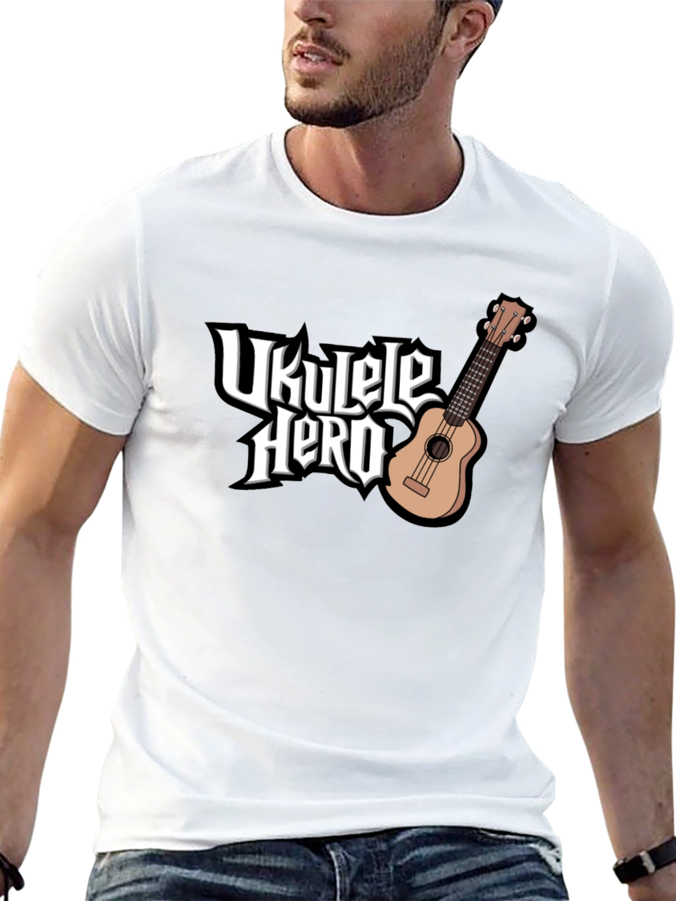 Ukulele Hero Black T-Shirt - Music Lover Tee