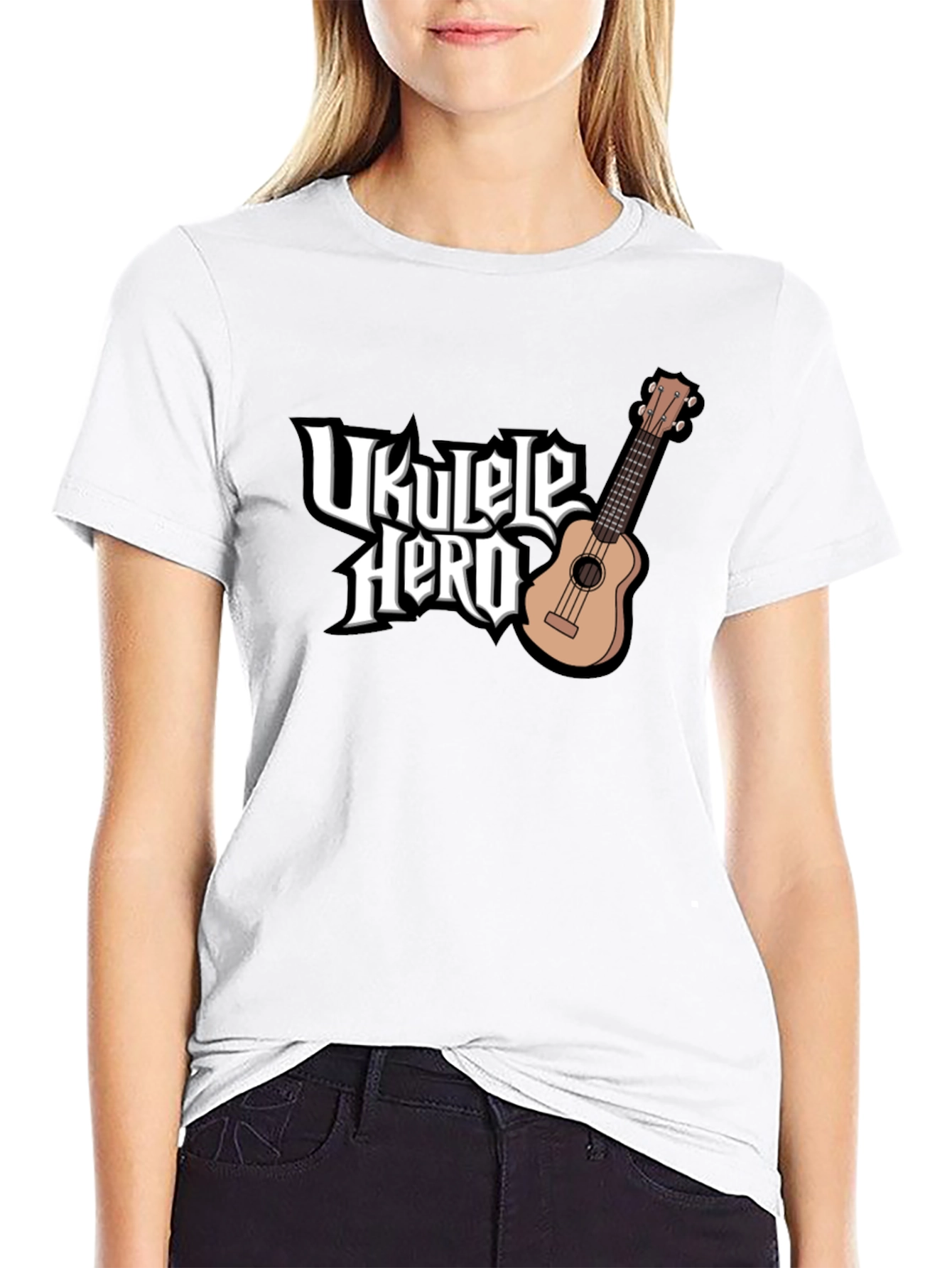 Ukulele Hero Black T-Shirt - Music Lover Tee