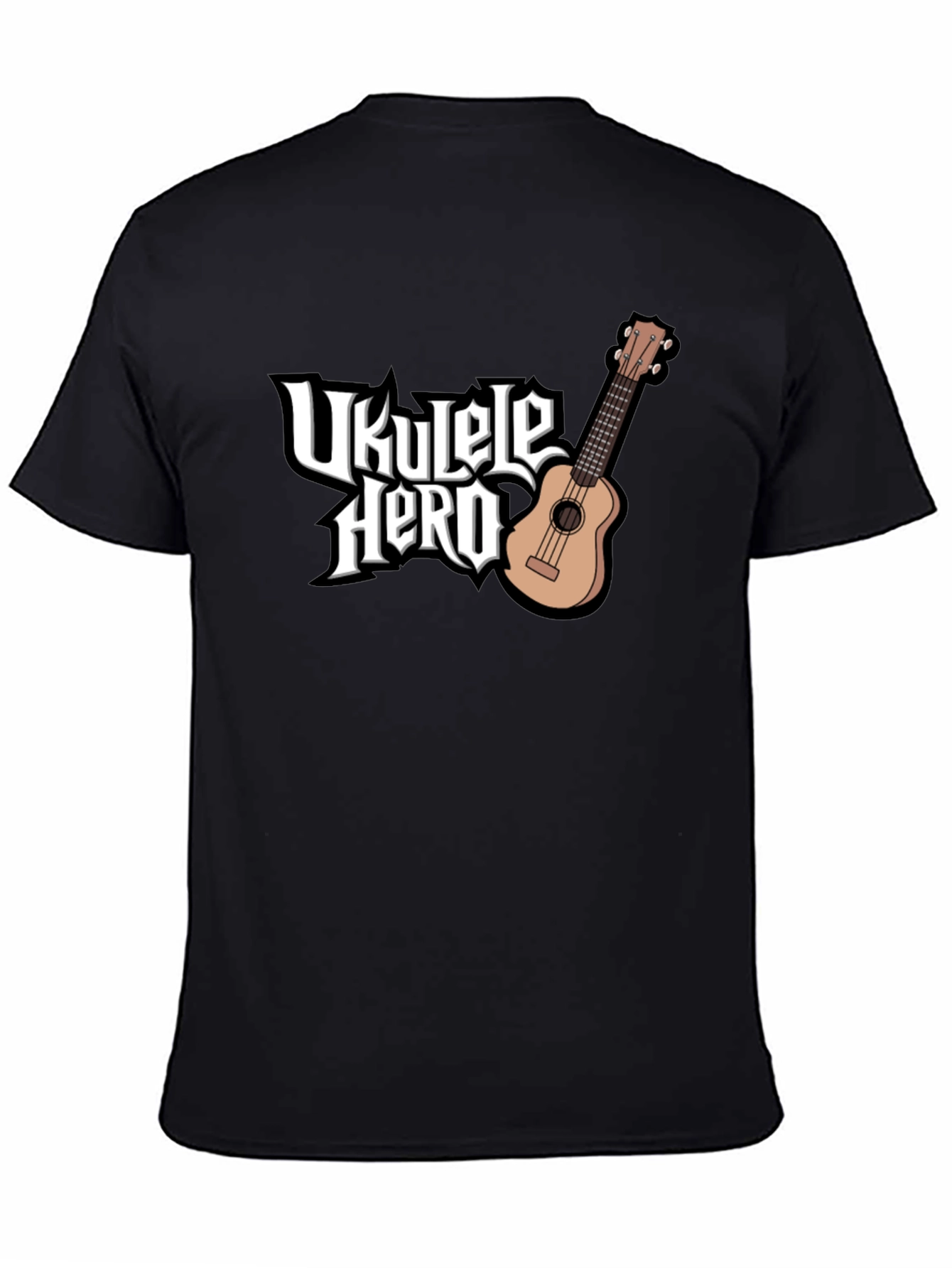 Ukulele Hero Black T-Shirt - Music Lover Tee