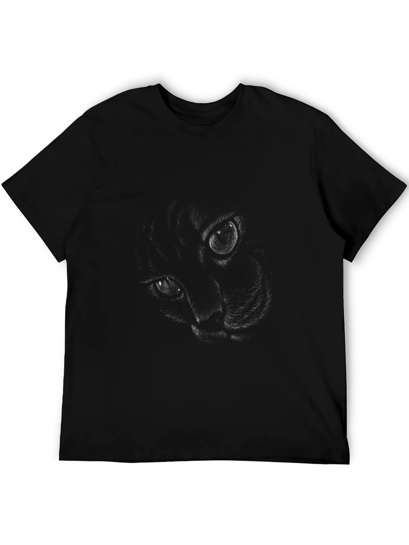 Mysterious Cat Face Black T-Shirt