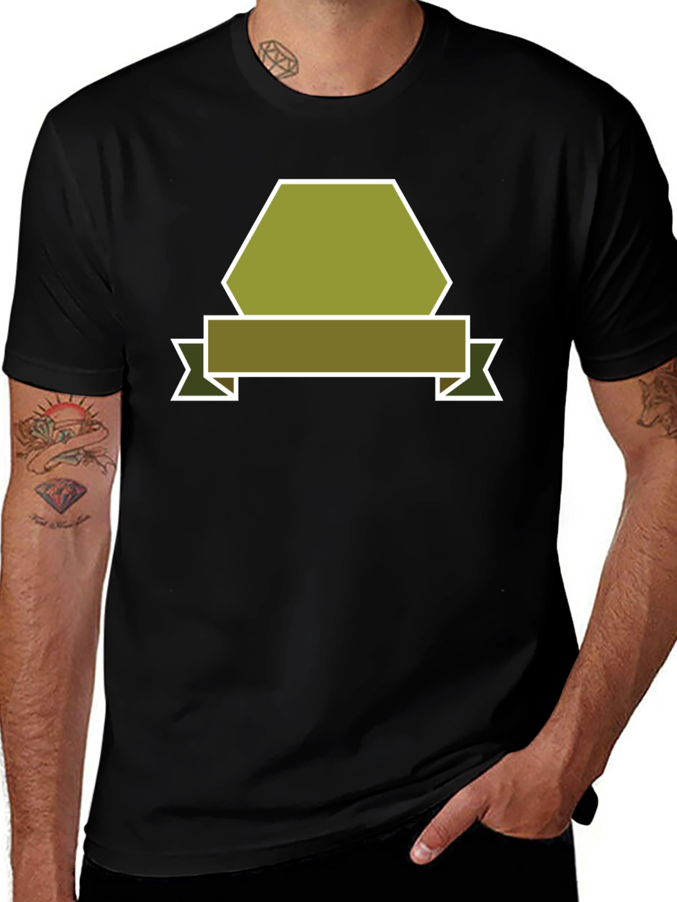 Olive Badge Graphic Tee - Modern Casual Style