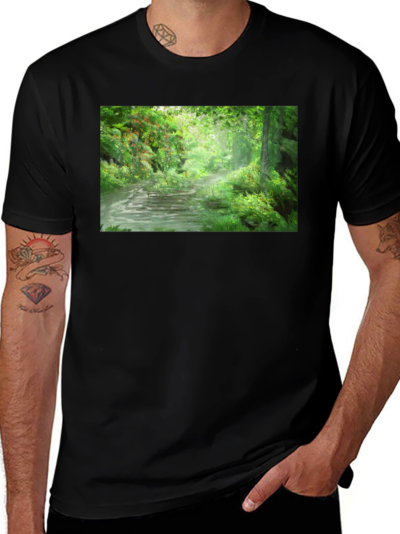 Nature Path T-Shirt - Lush Forest Scene