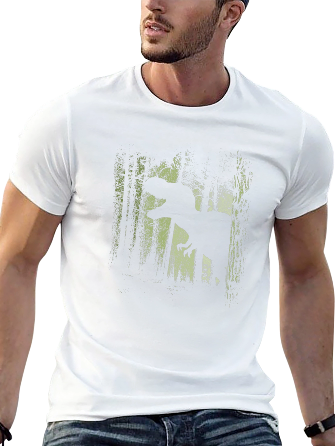 Dinosaur Forest Graphic Tee - Black Cotton T-Shirt