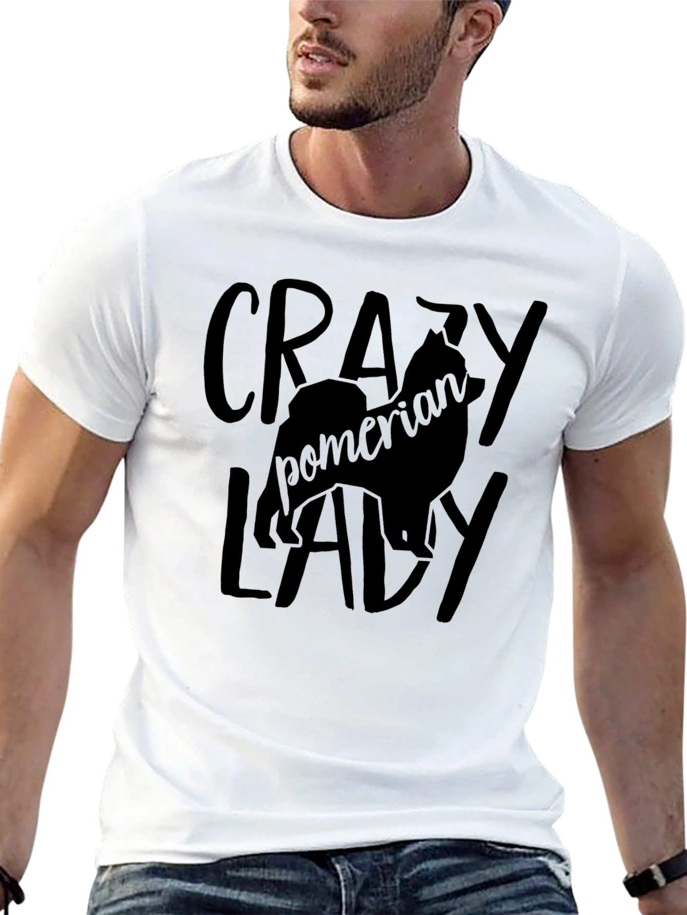 Crazy Pomeranian Lady Black T-Shirt