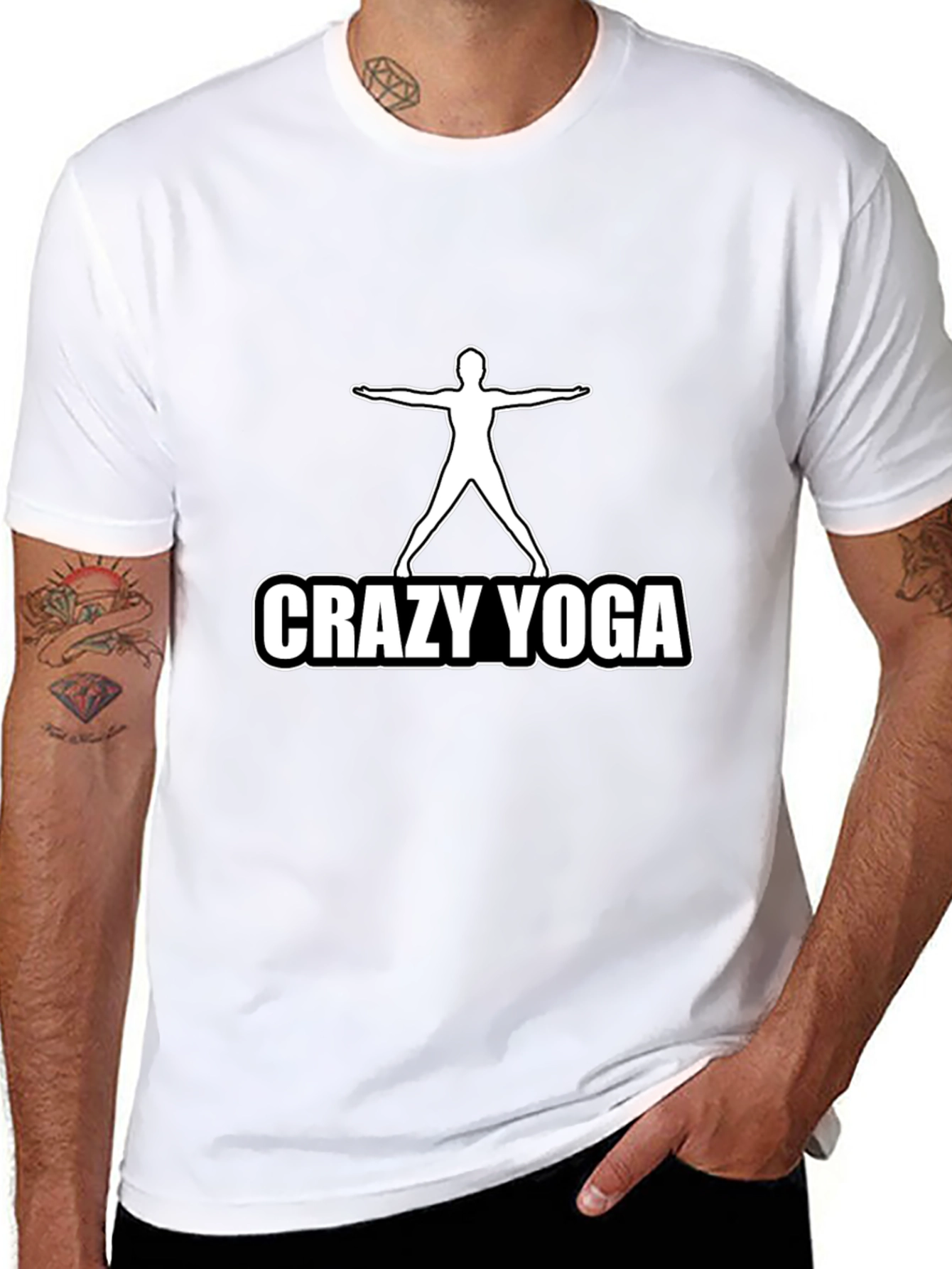 Crazy Yoga Mens Black Graphic T-Shirt