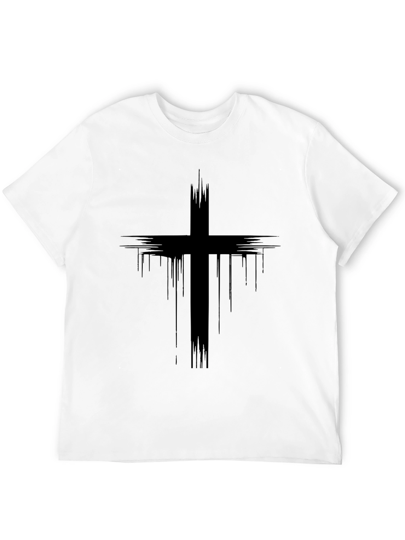 Grunge Cross Graphic Black T-Shirt