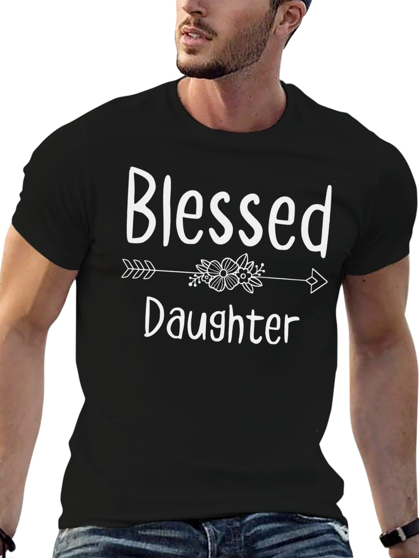 Blessed Daughter Graphic Tee - Black Cotton Shirt