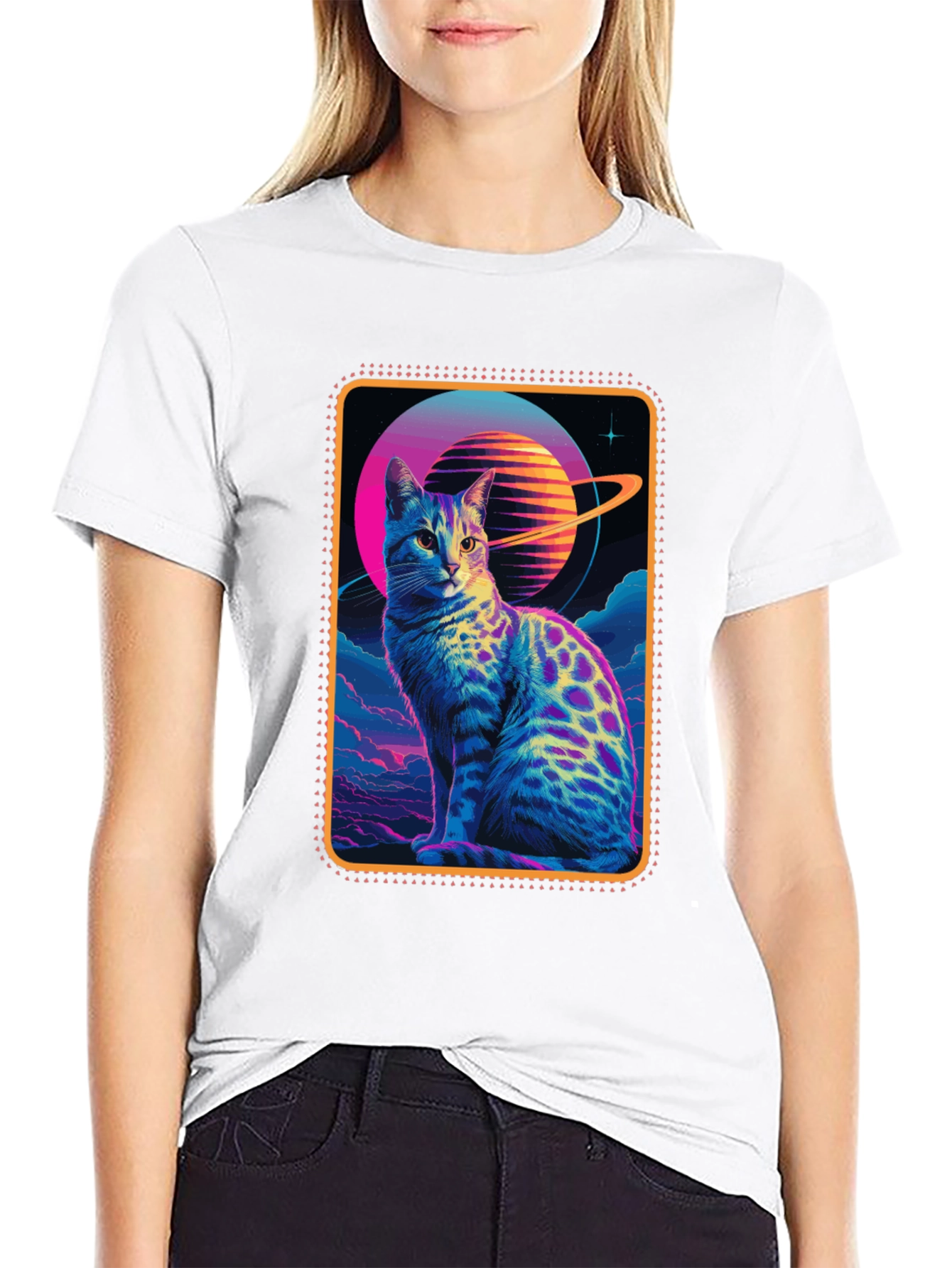 Retro Space Cat Graphic Tee
