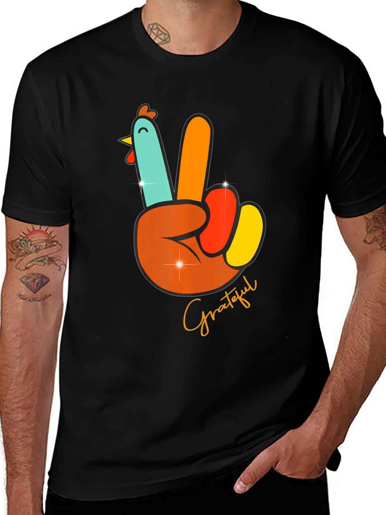 Grateful Turkey Peace Sign T-Shirt