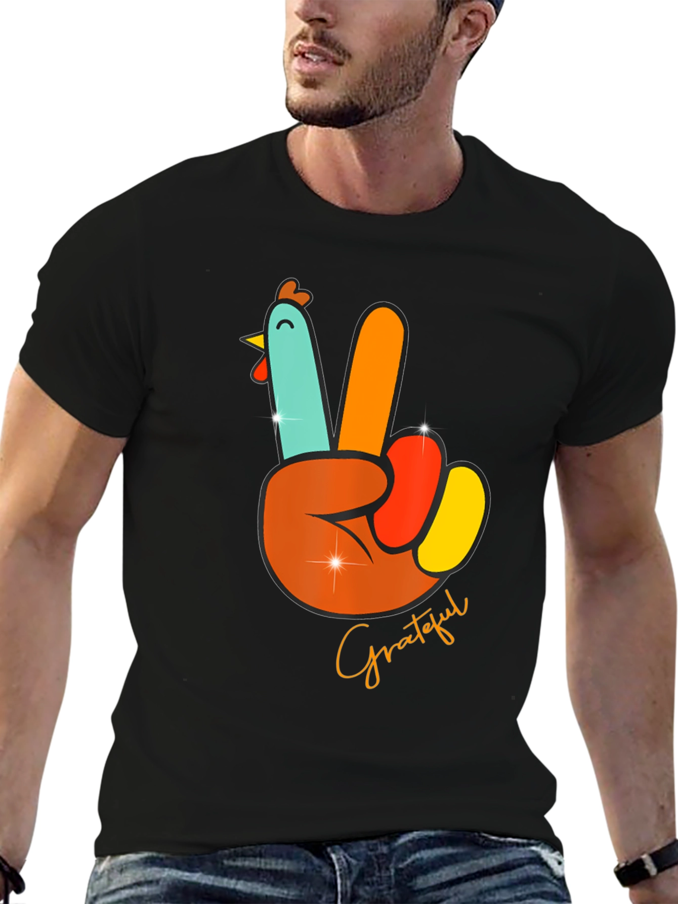 Grateful Turkey Peace Sign T-Shirt